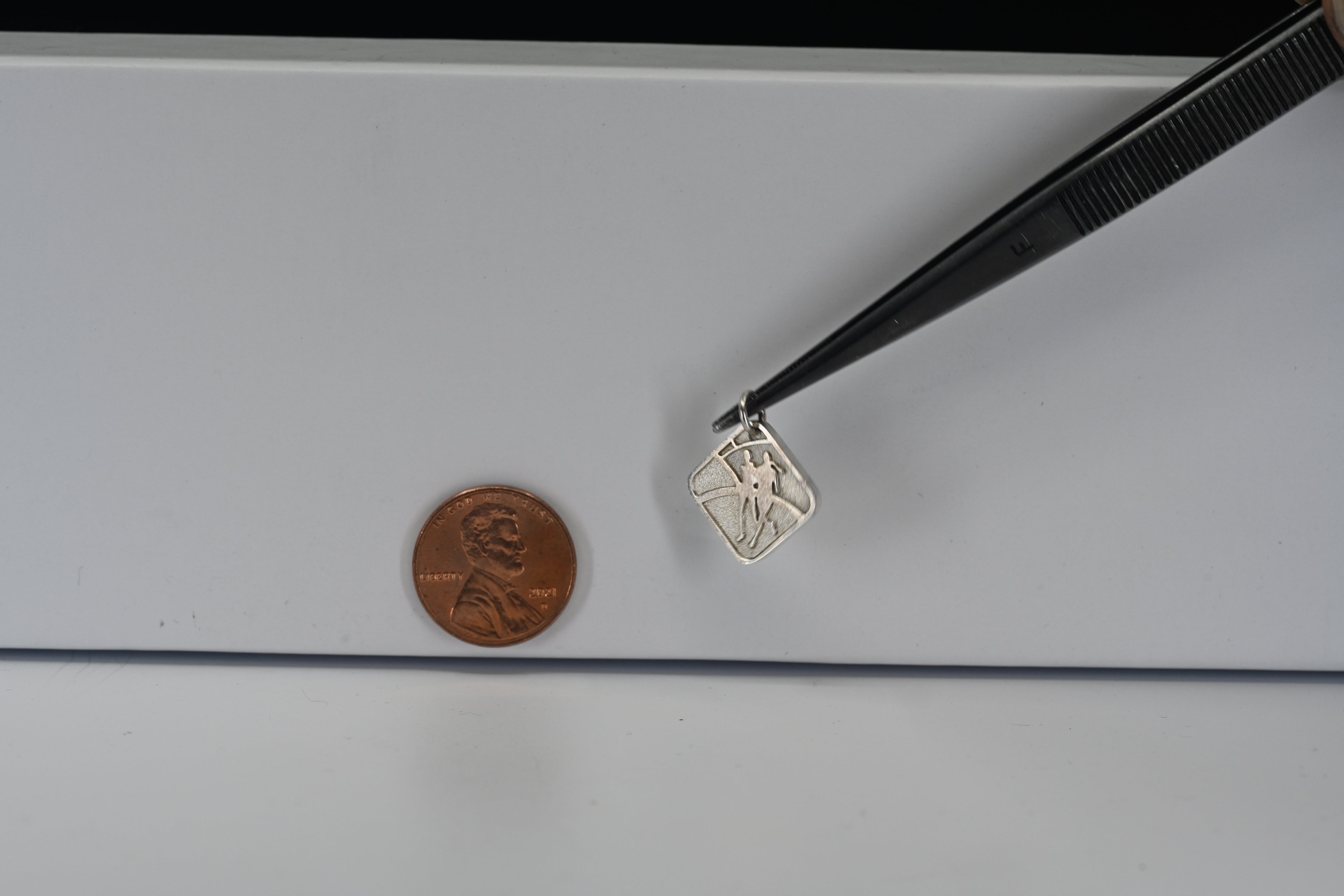 Sterling Silver People Running Square charm