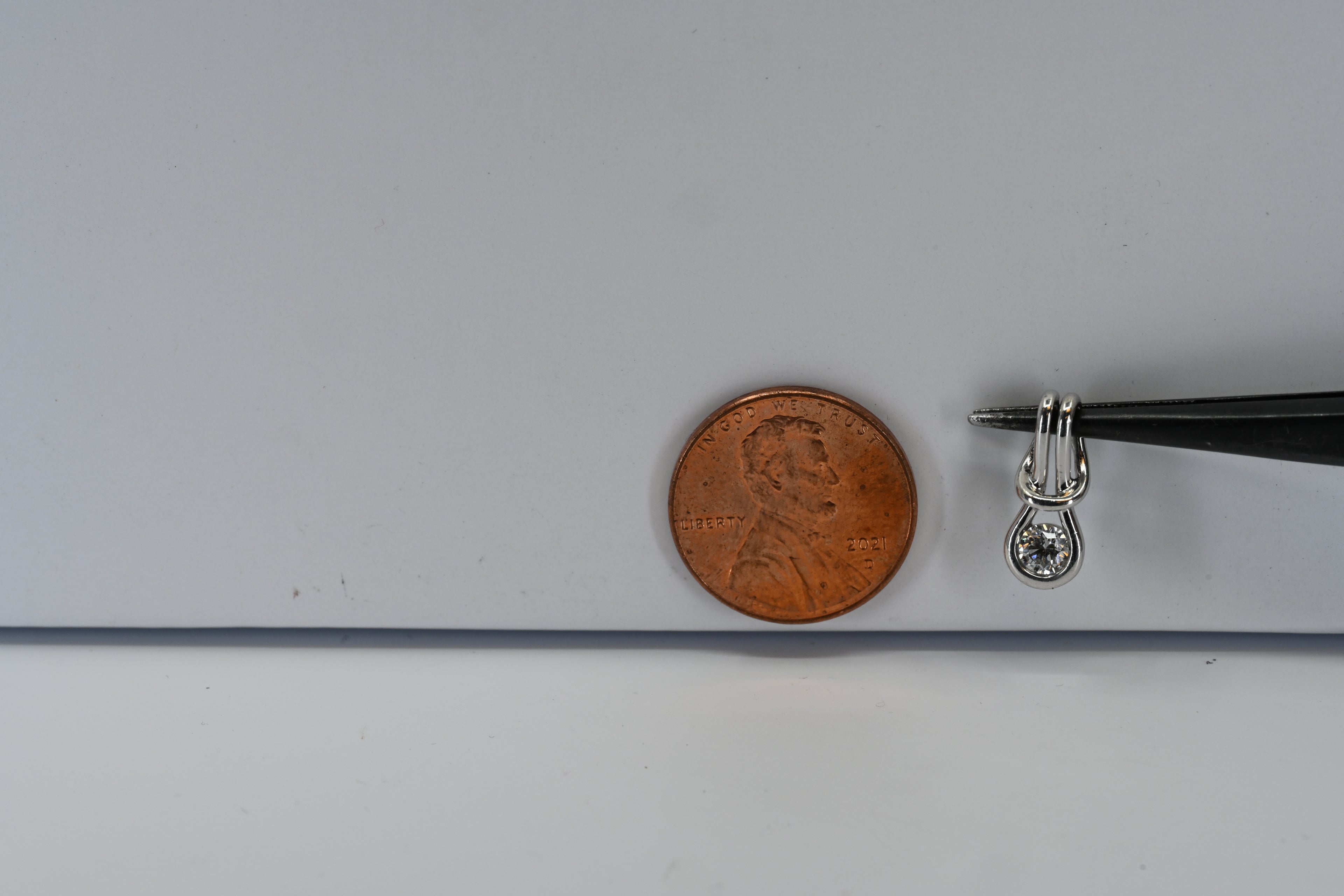 Sterling Silver Colorless Stone Drop Pendant