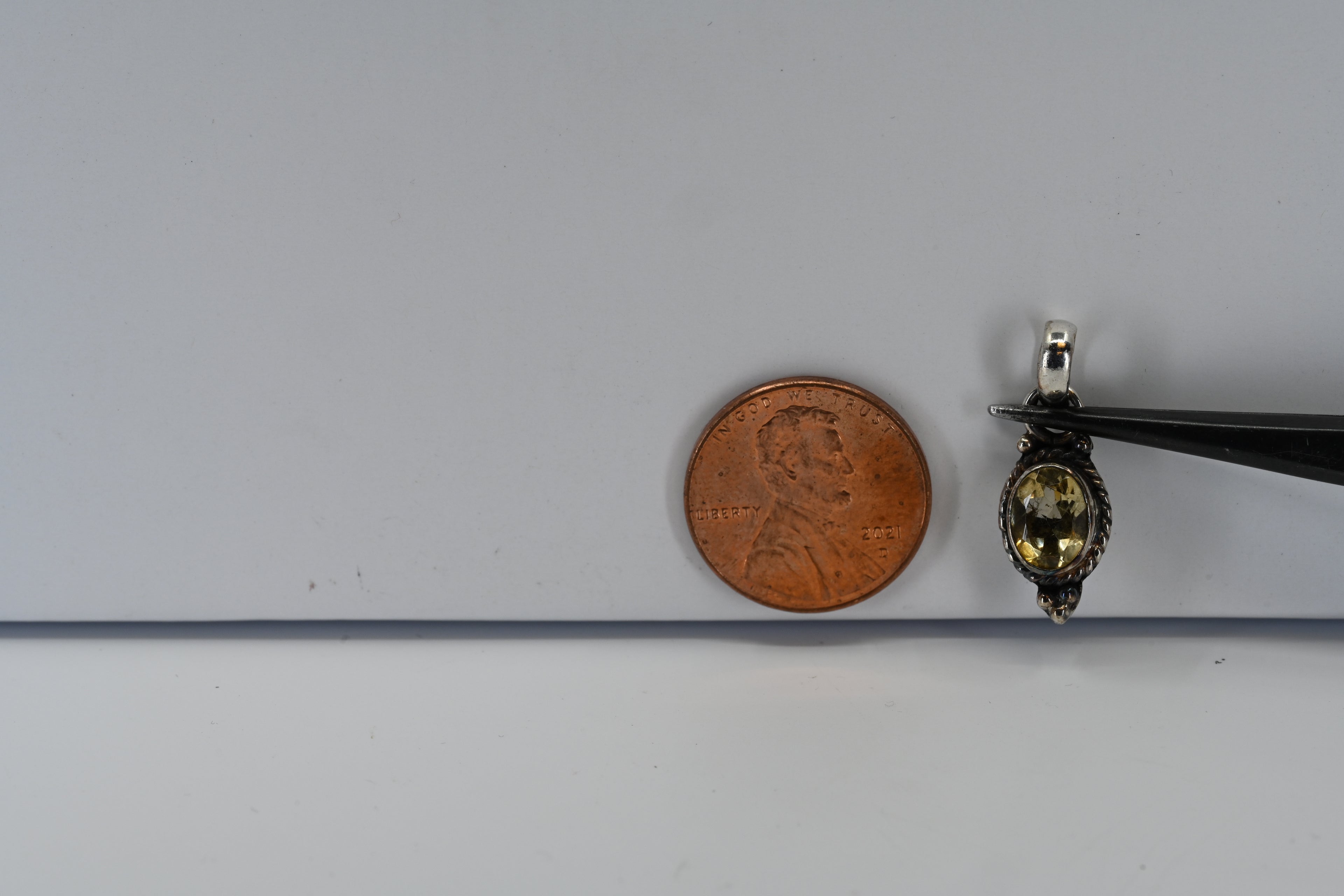 Sterling Silver Oval Yellow Stone Pendant