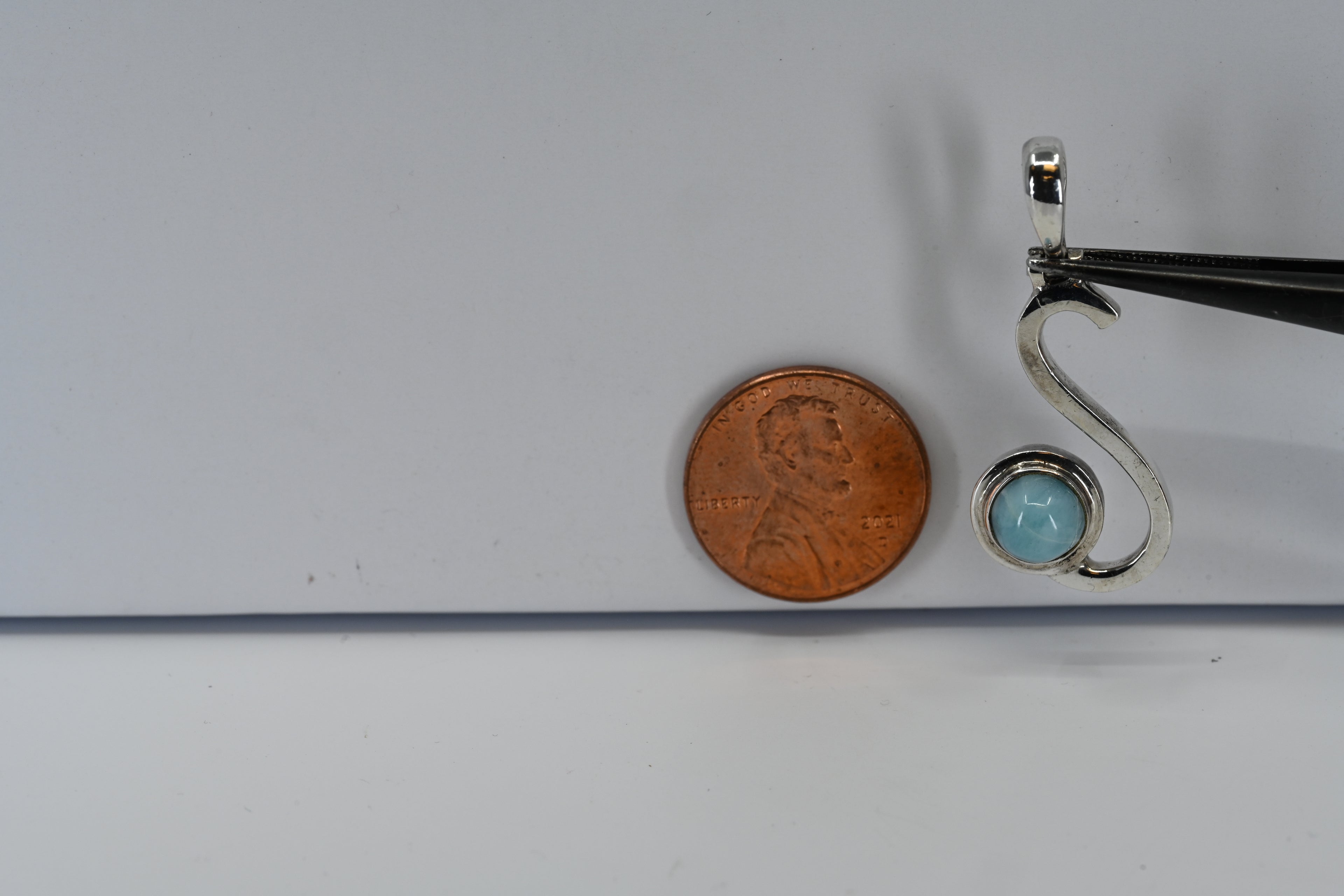 Sterling Silver Round Teal Stone Drop Pendant