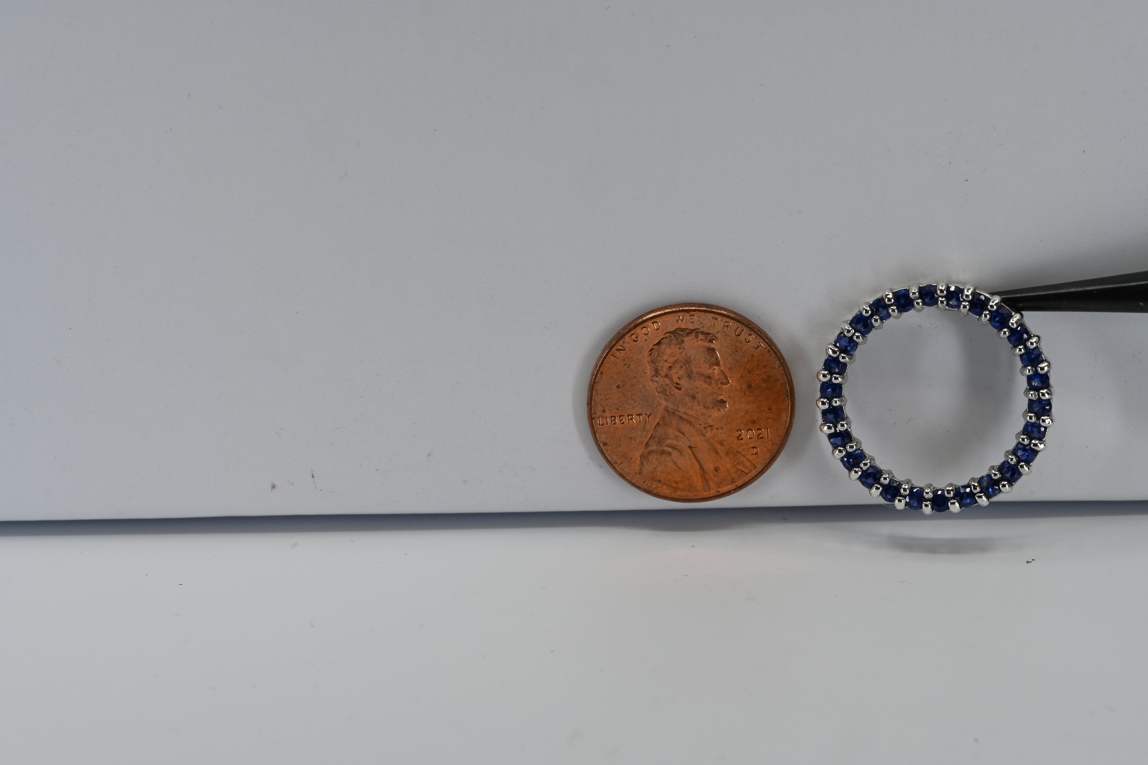 Sterling Silver  Round Blue Stone Circle Pendant