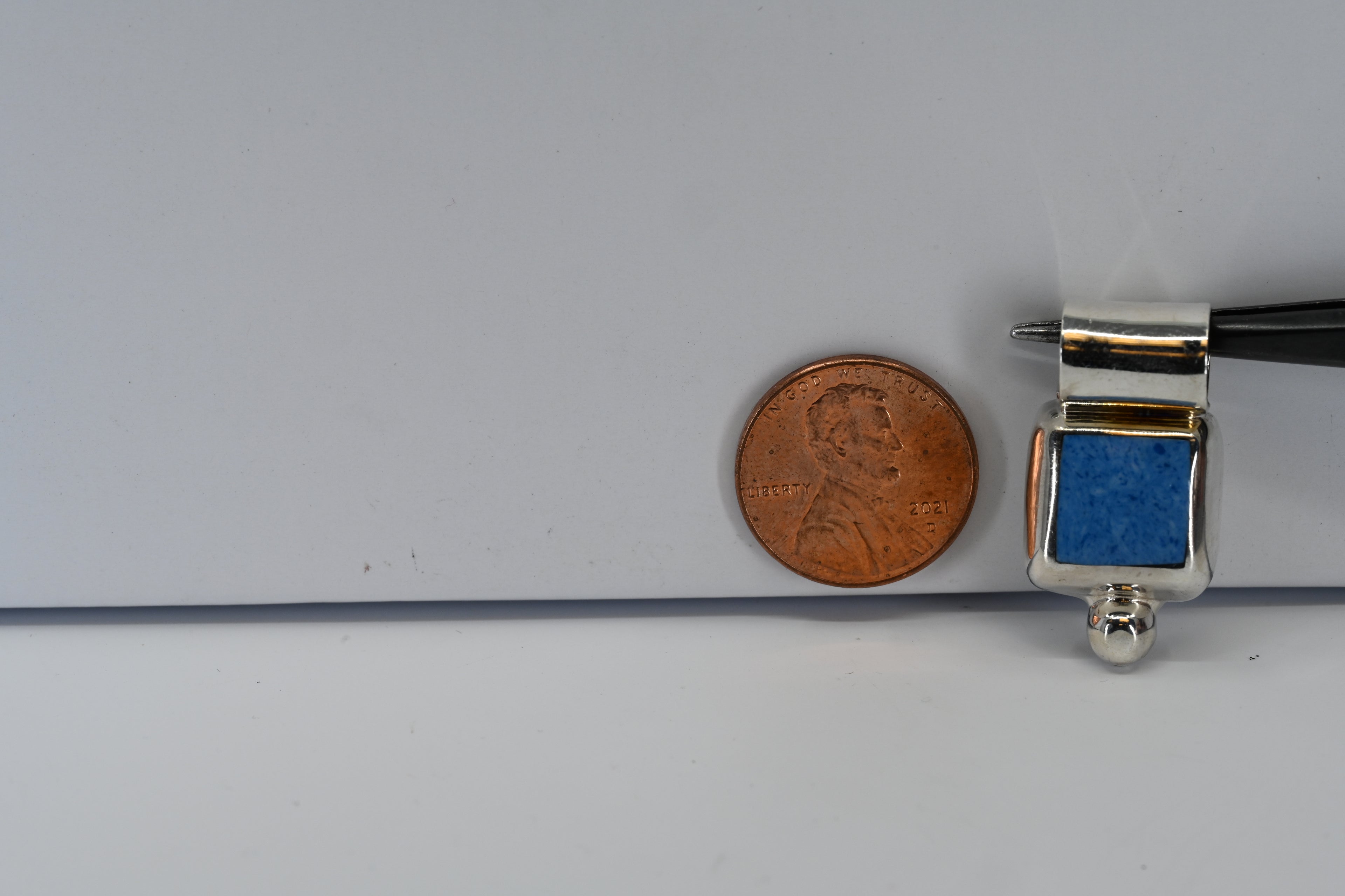Sterling Silver Square Blue Stone Pendant