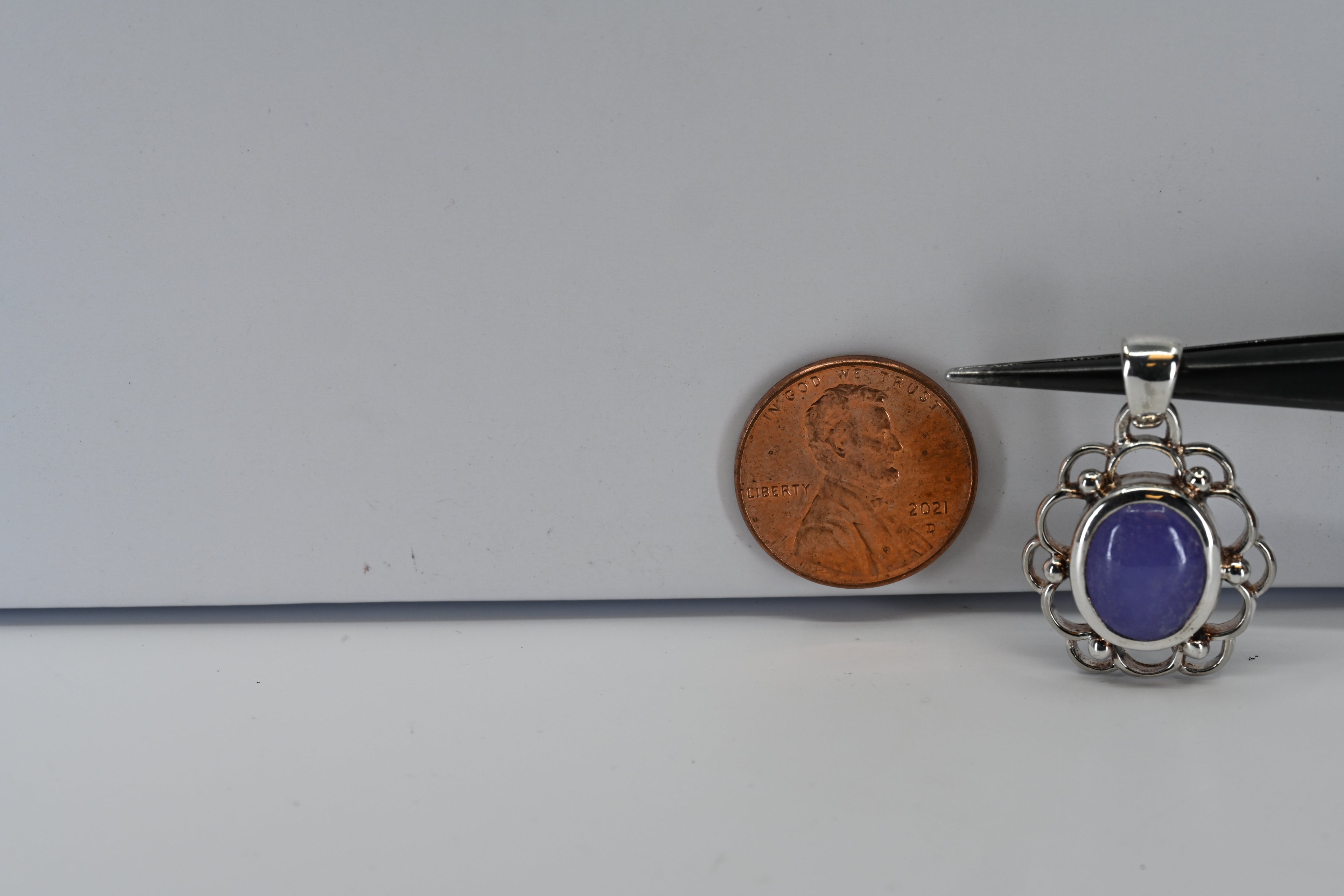 Sterling Silver Purple Oval Cabochon Cut Pendant
