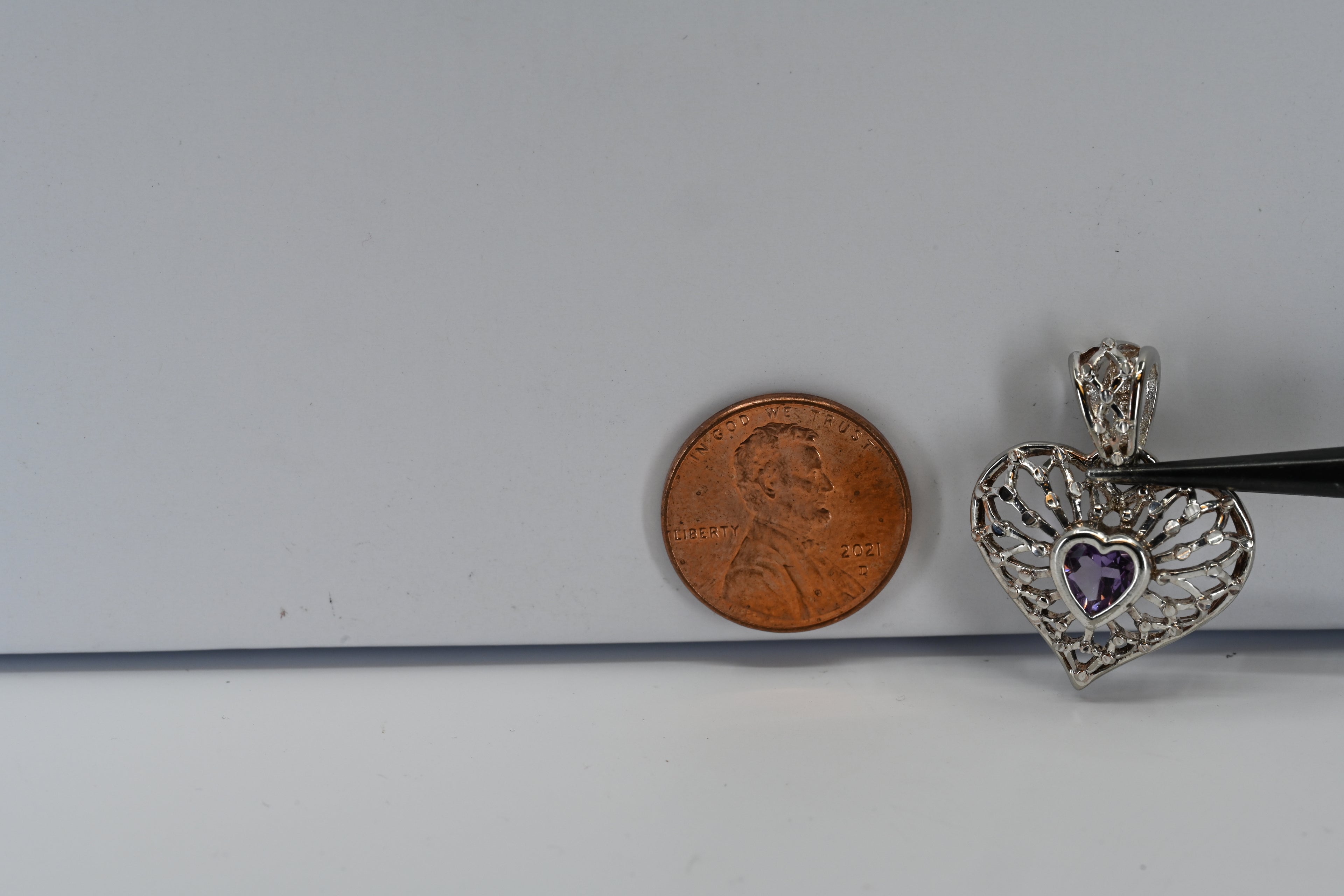 Sterling Silver Purple Stone Heart Pendant