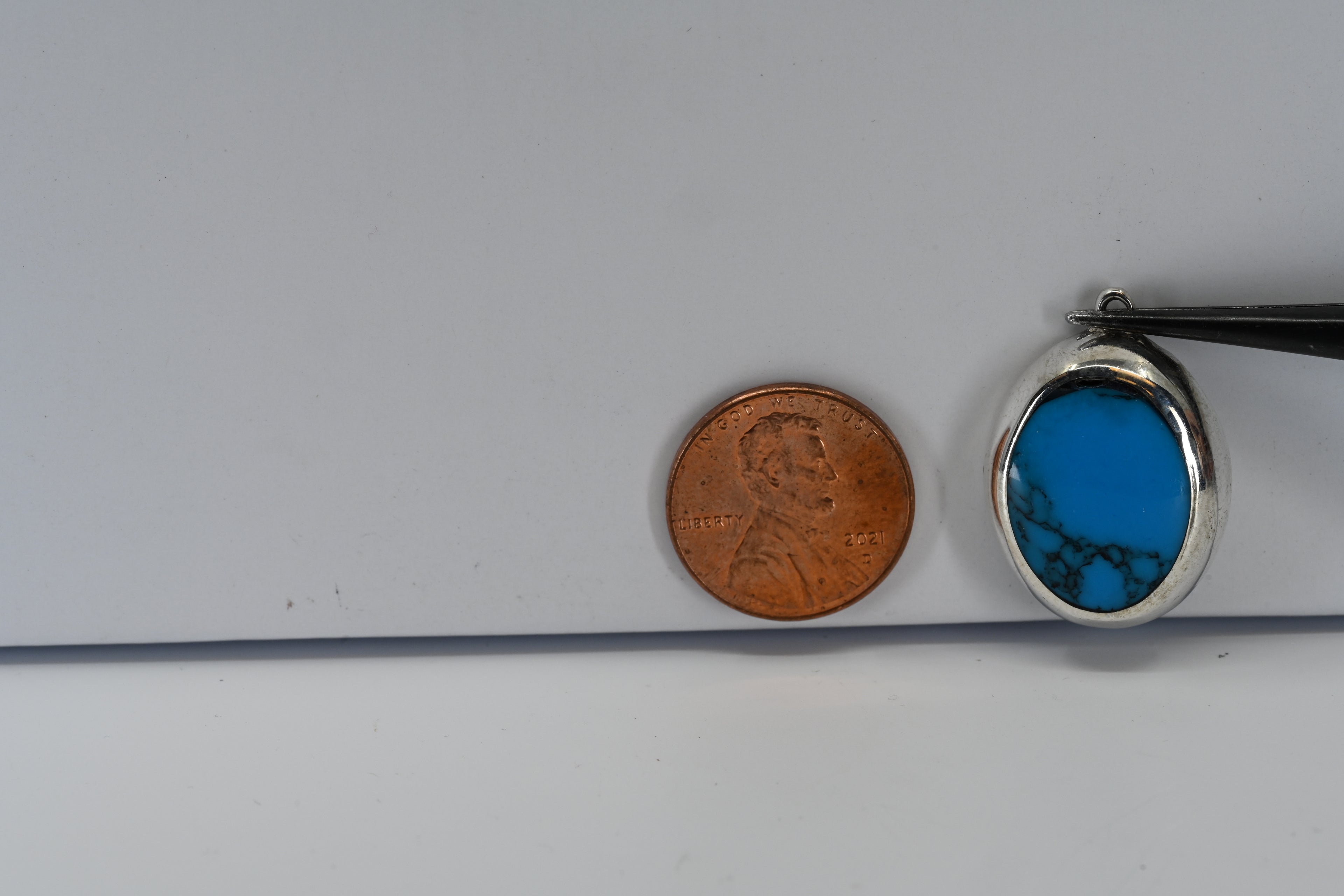 Sterling Silver Oval Blue Stone Pendant