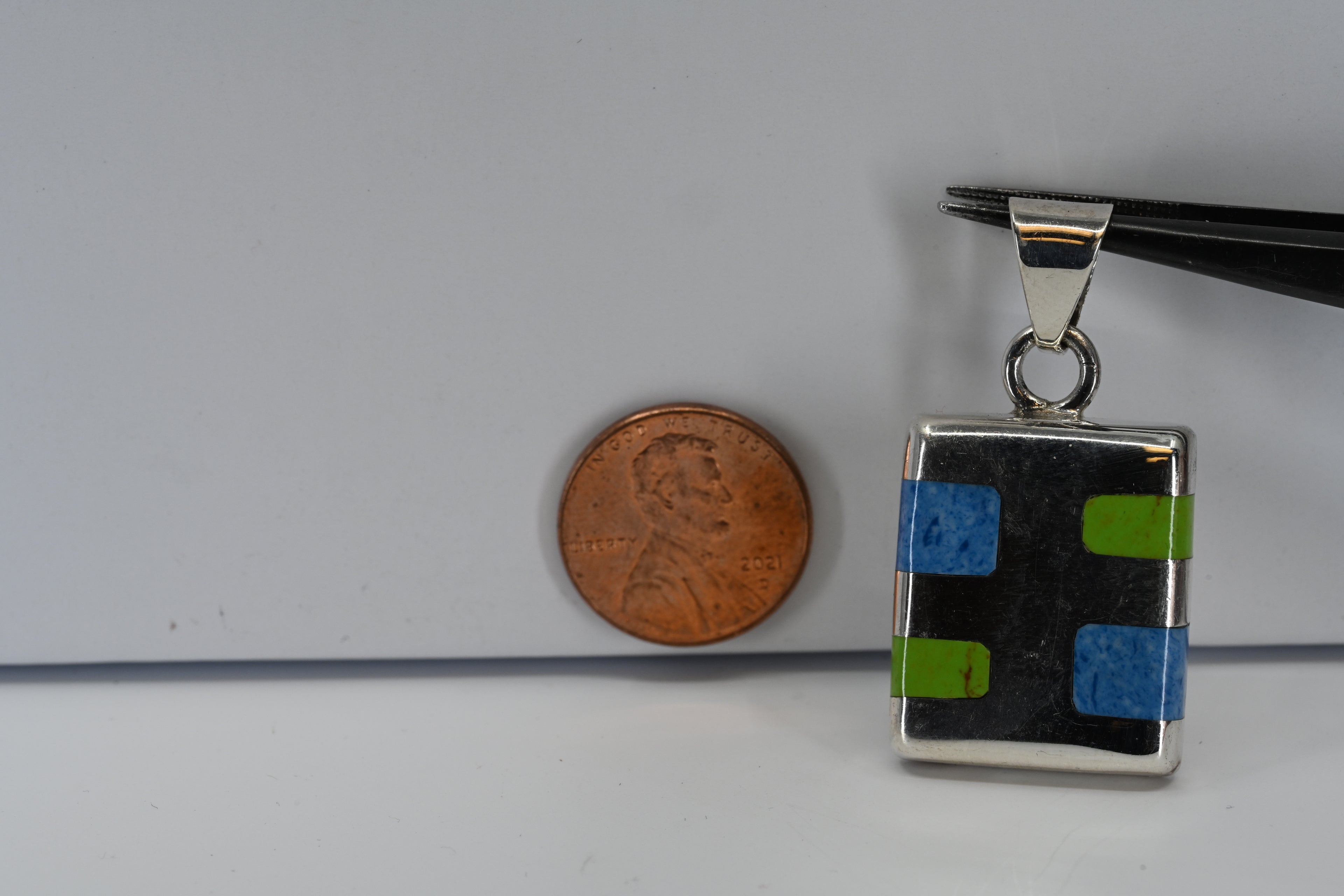 Sterling Silver Blue And Green Stone Pendant