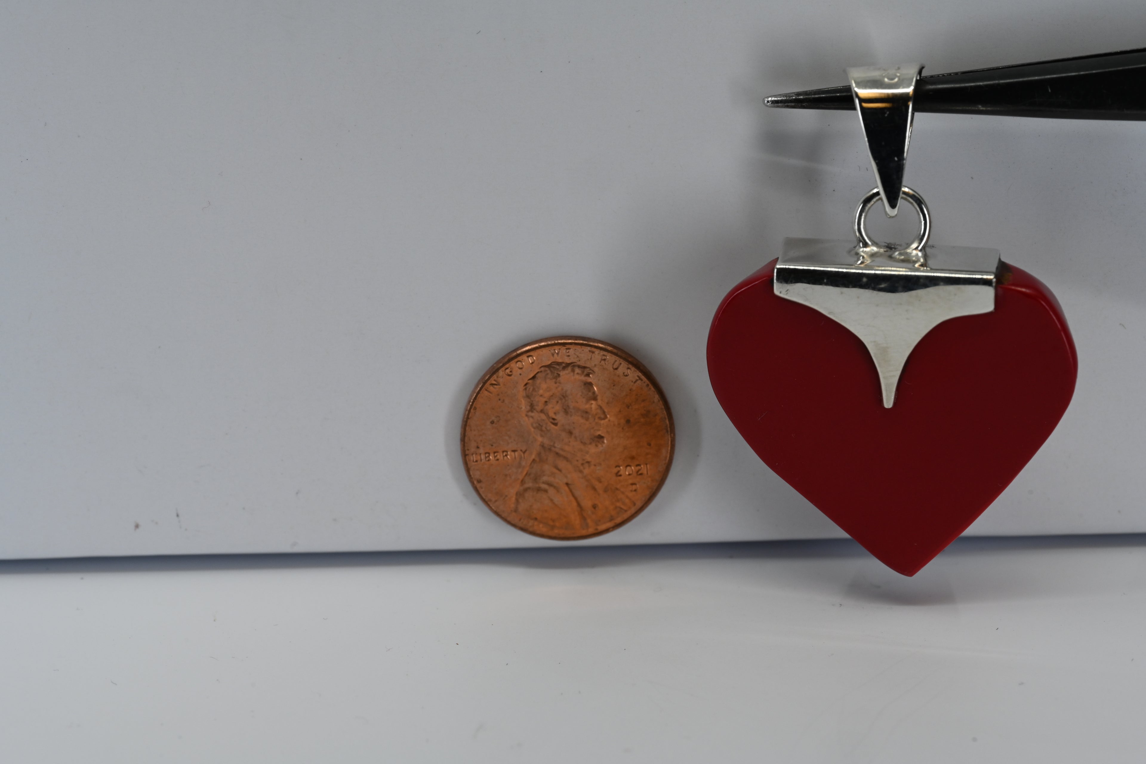 Sterling Silver Red Stone Heart Pendant