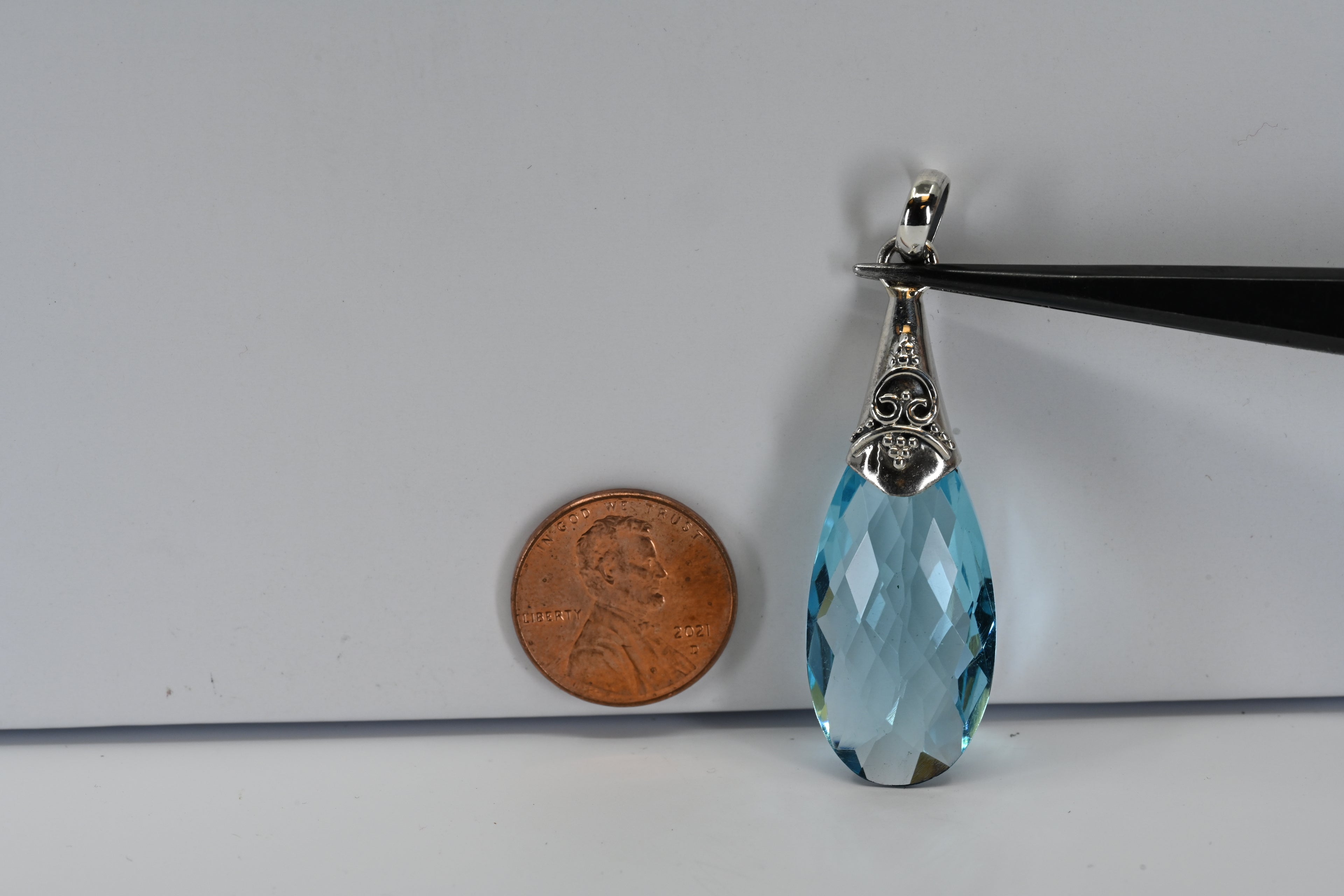 Sterling Silver Blue Checkered Stone Pendant