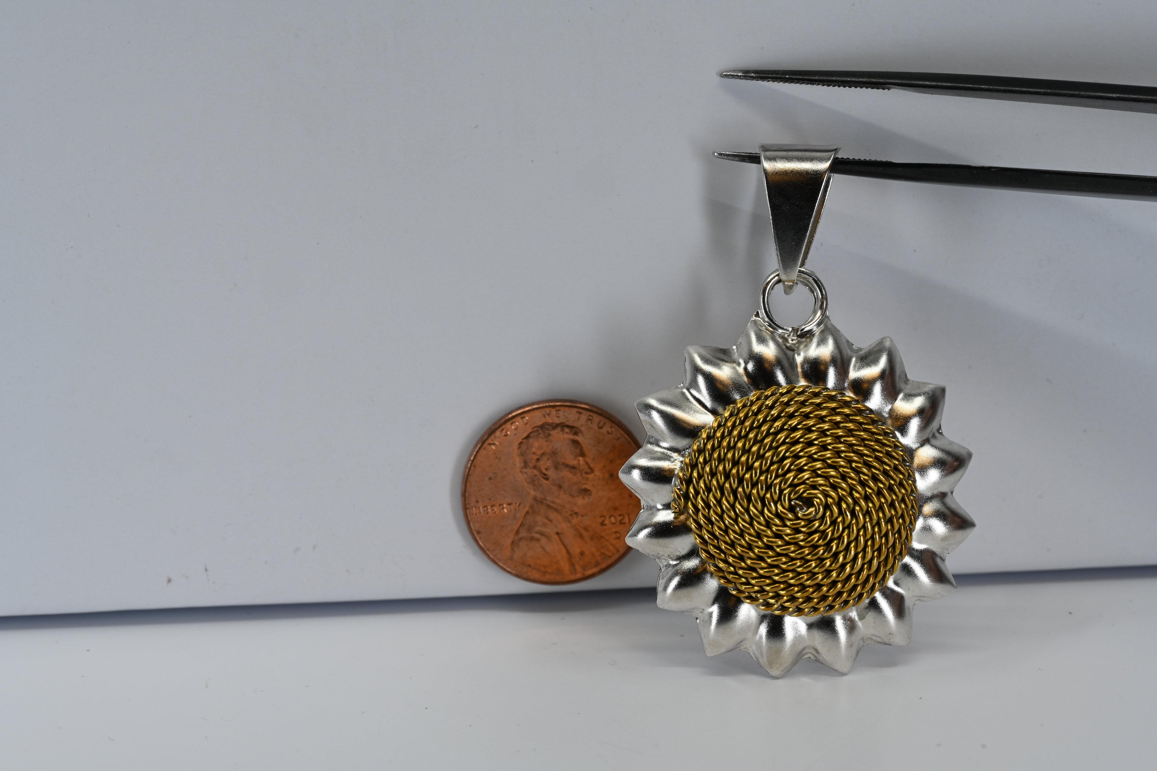 Sterling Silver Sunflower Pendant