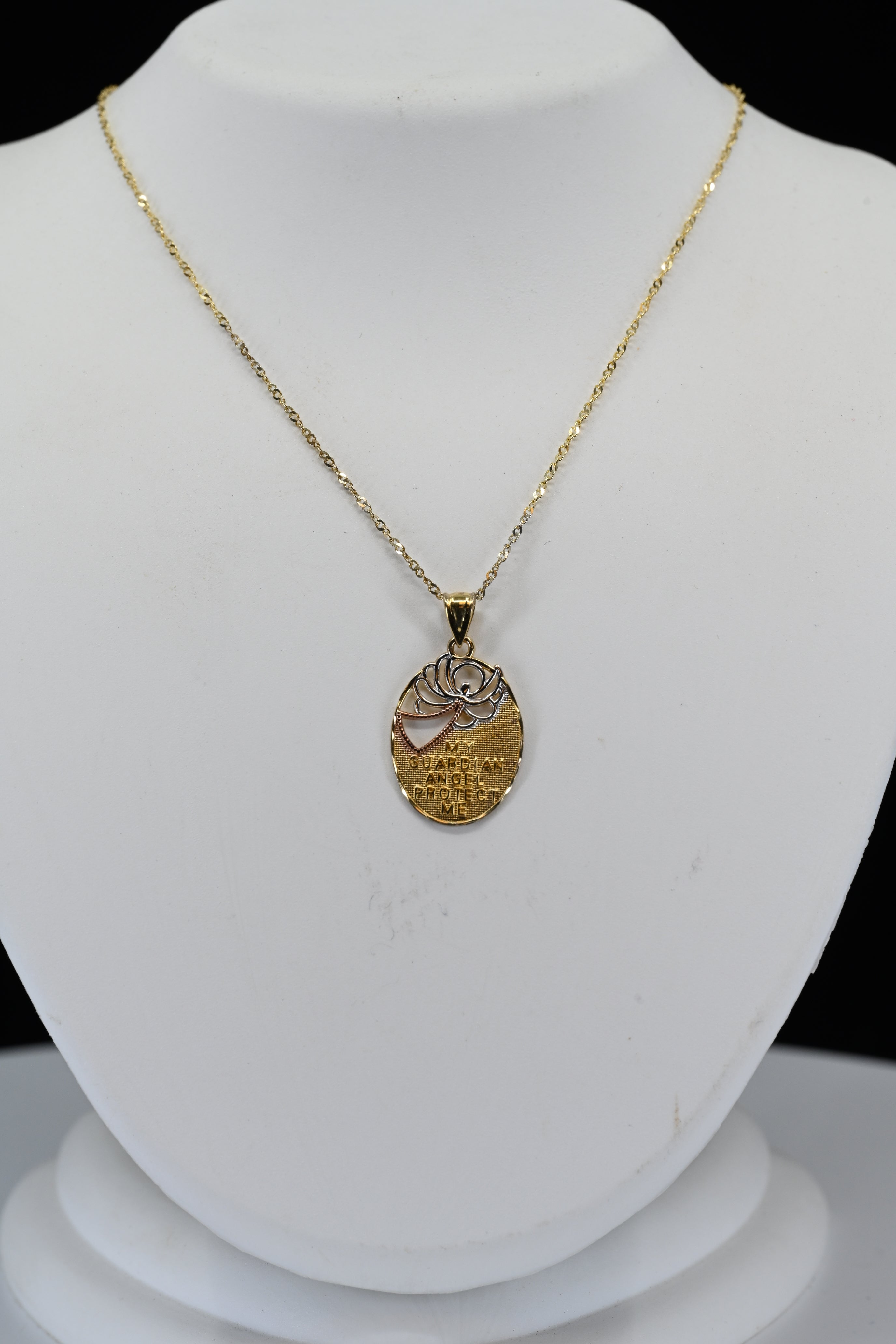 Sterling Silver Yellow-Tone Guardian Angle Necklace