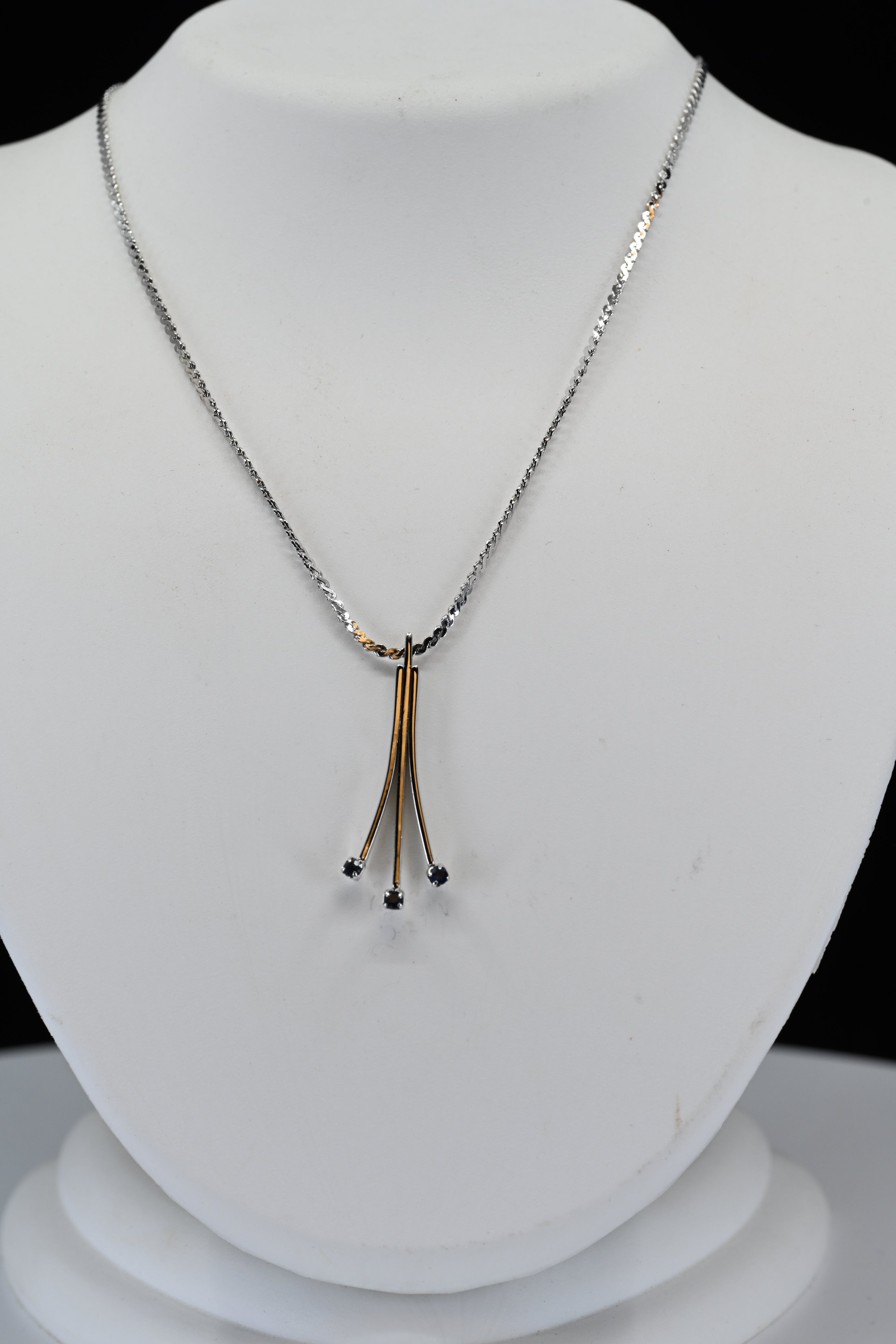 Sterling Silver Round Blue Stone Necklace