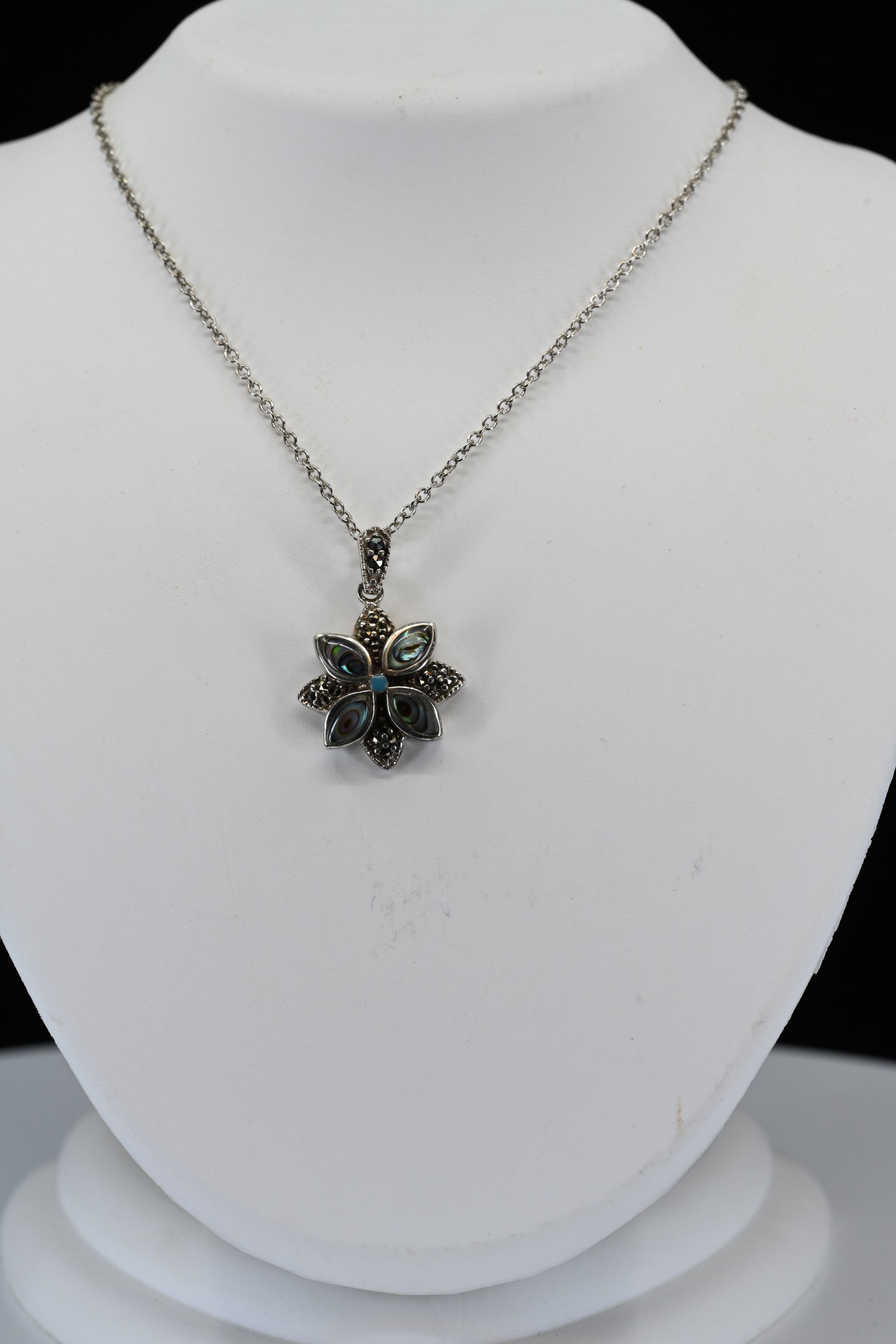 Sterling Silver Abalone Stone Necklace