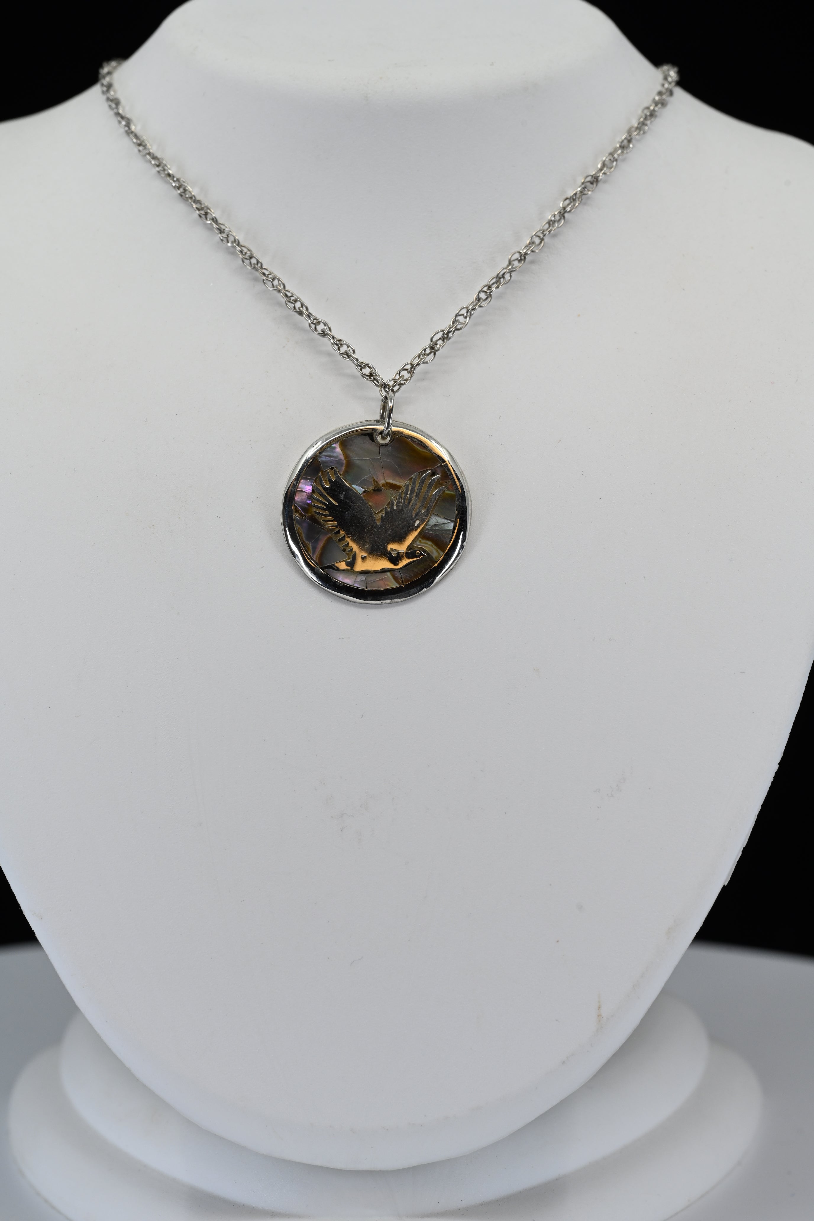 Sterling Silver Mother Of Pearl With Dove Necklace