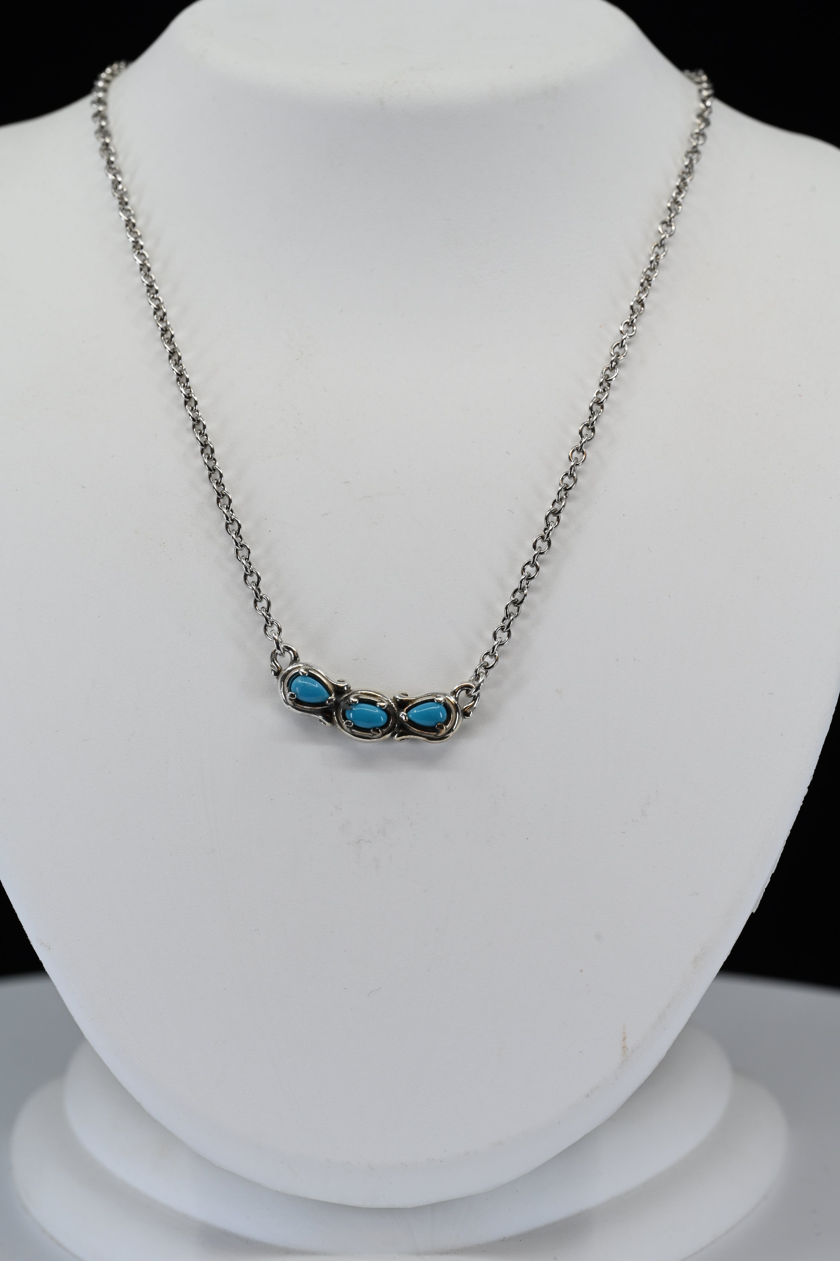 Sterling Silver Teal Stone Necklace