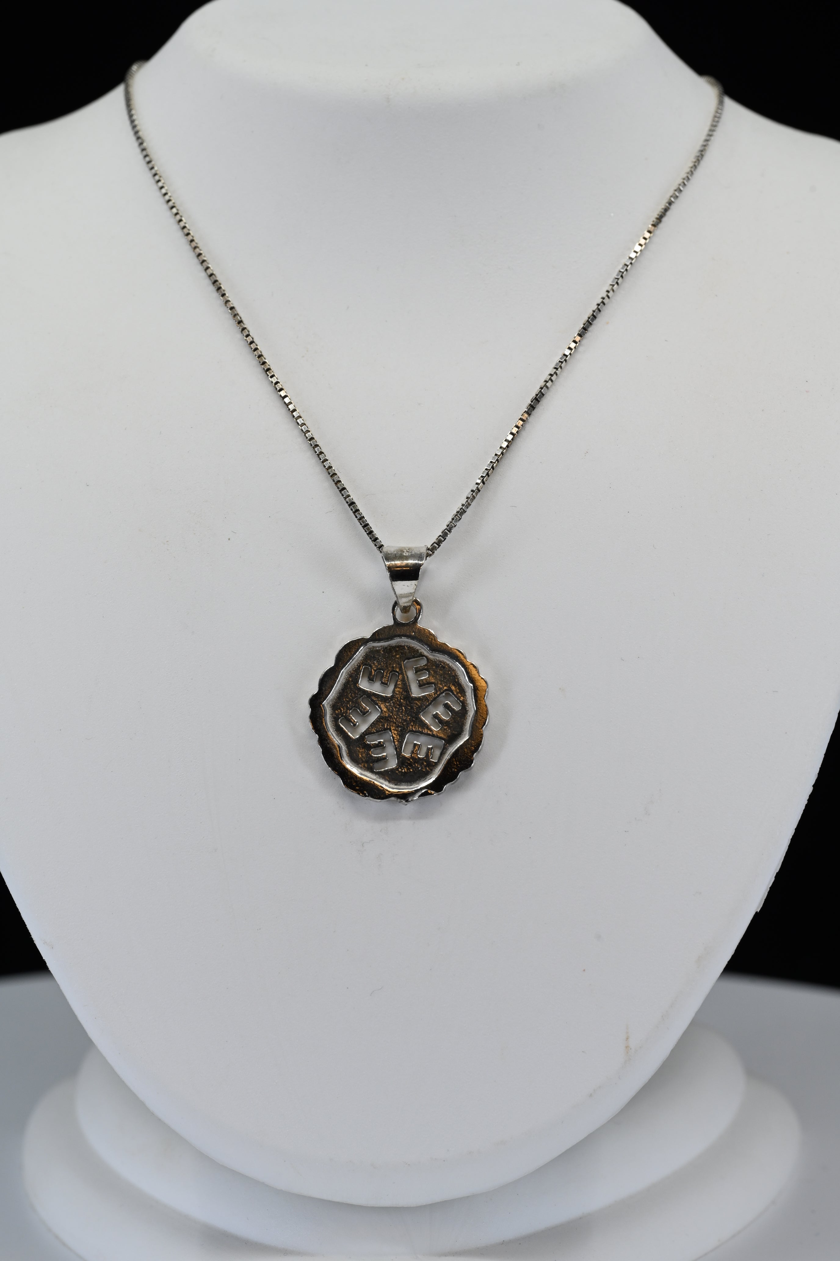 Sterling Silver Round E Necklace