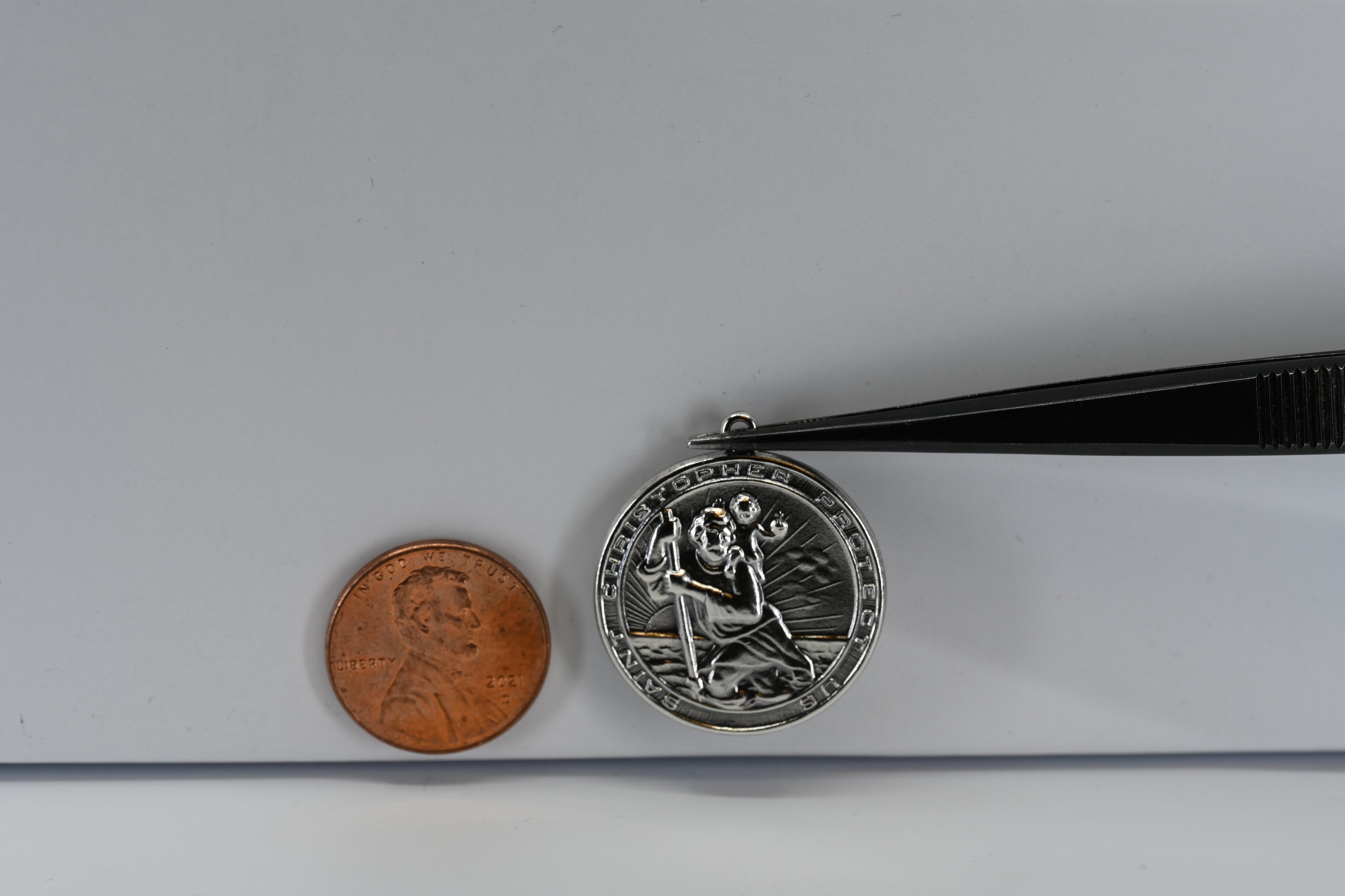 Sterling Silver Round Saint Christopher Charm