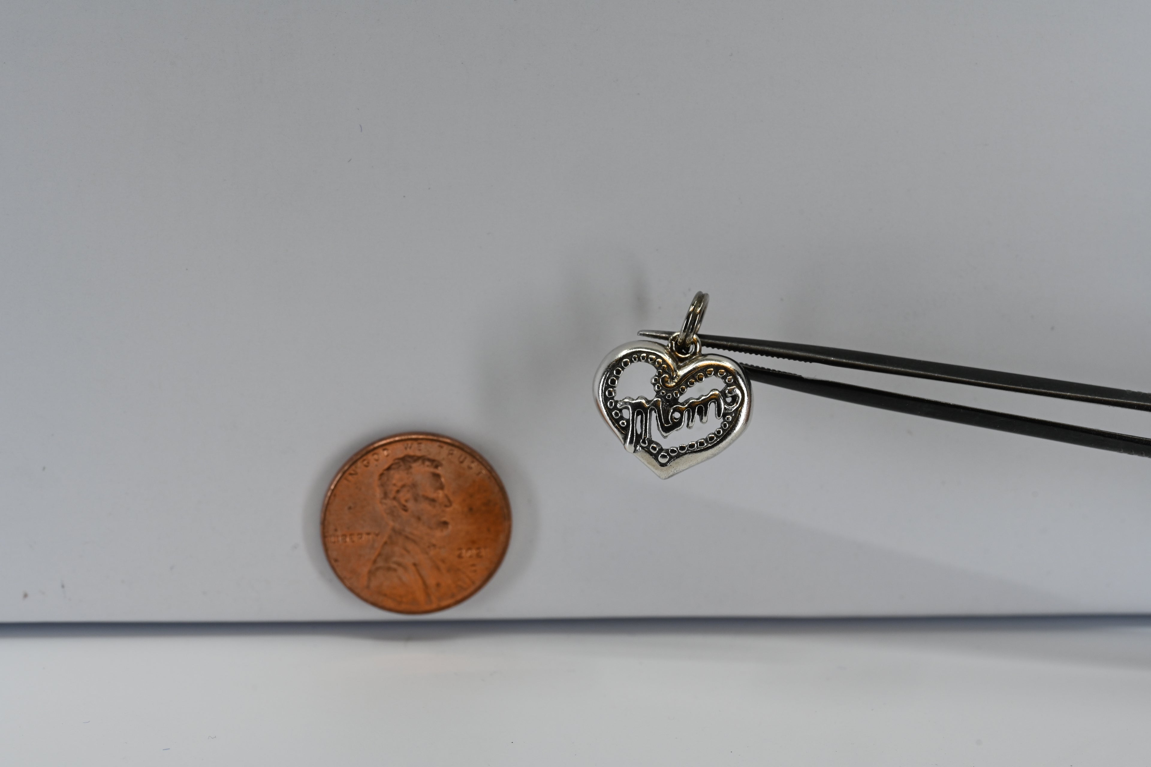 Sterling Silver Mom Heart Charm