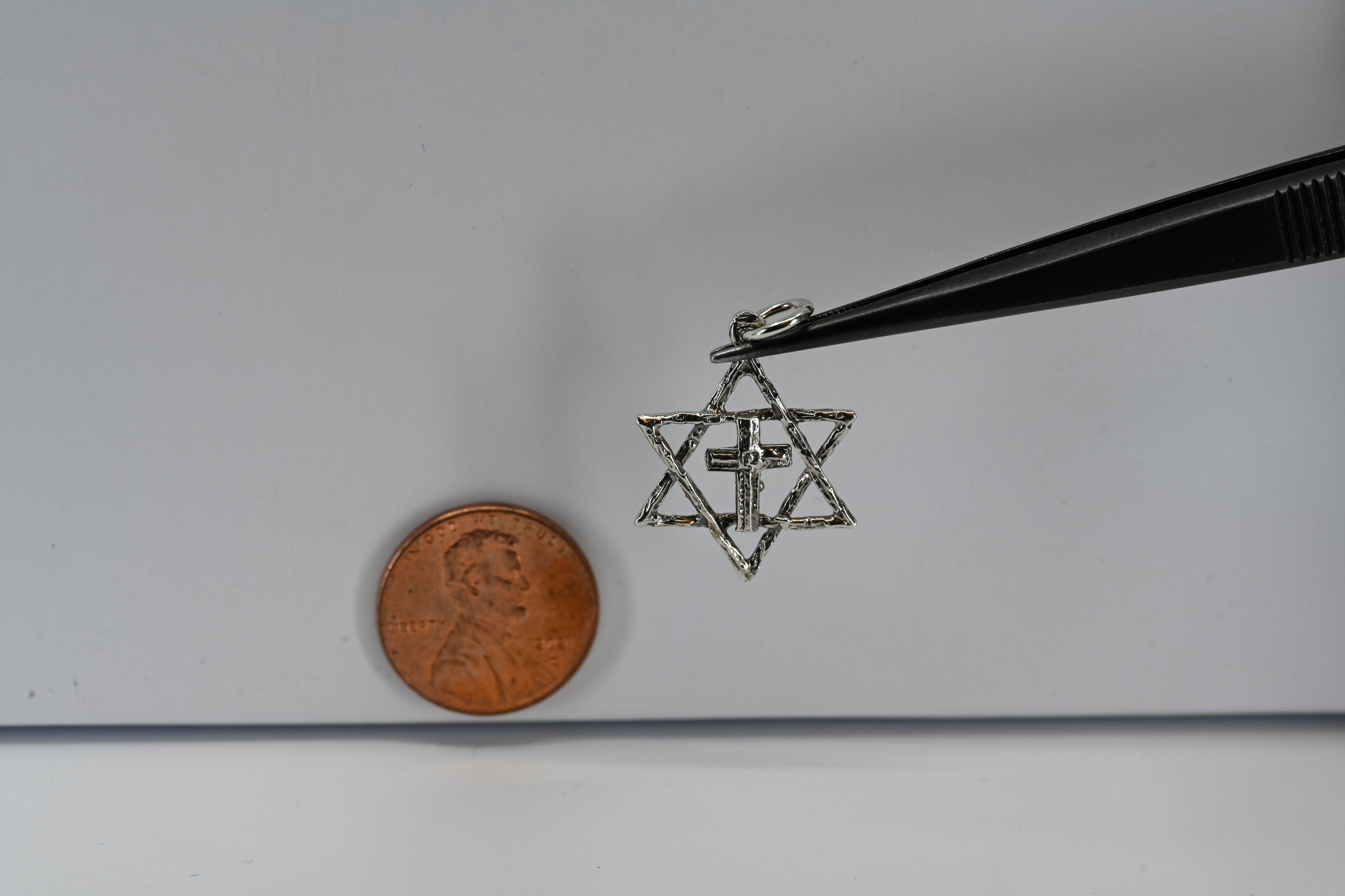 Sterling Silver Star of David with Cross Charm