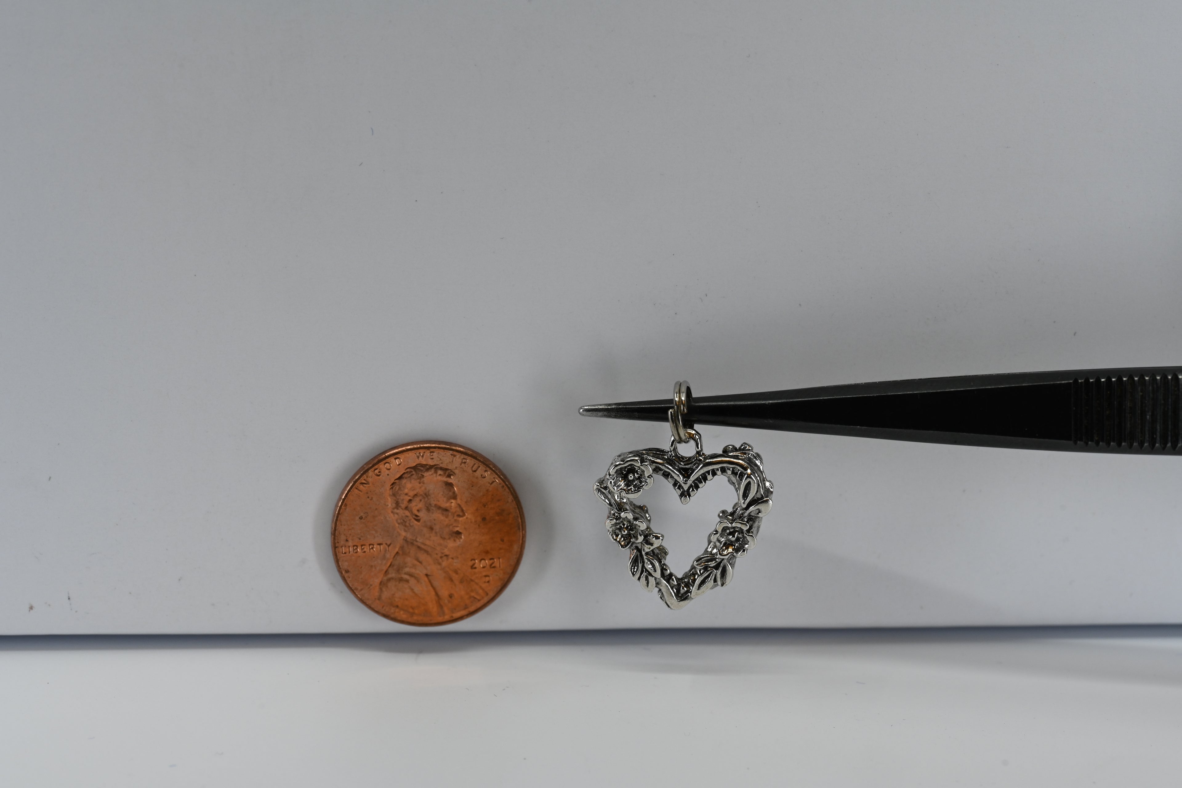 Sterling Silver Floral Heart Charm