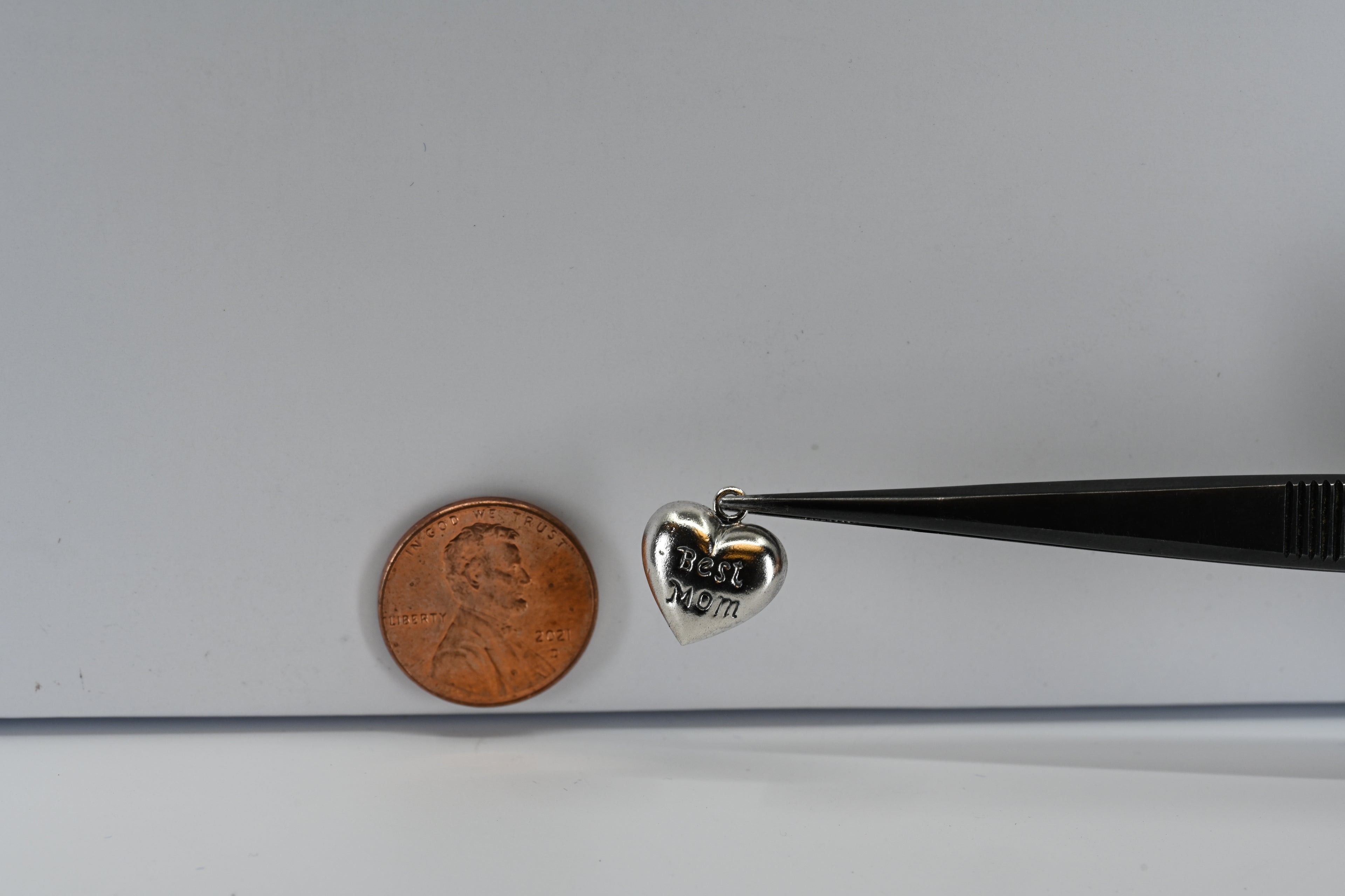 Sterling Silver Best Mom Heart Charm
