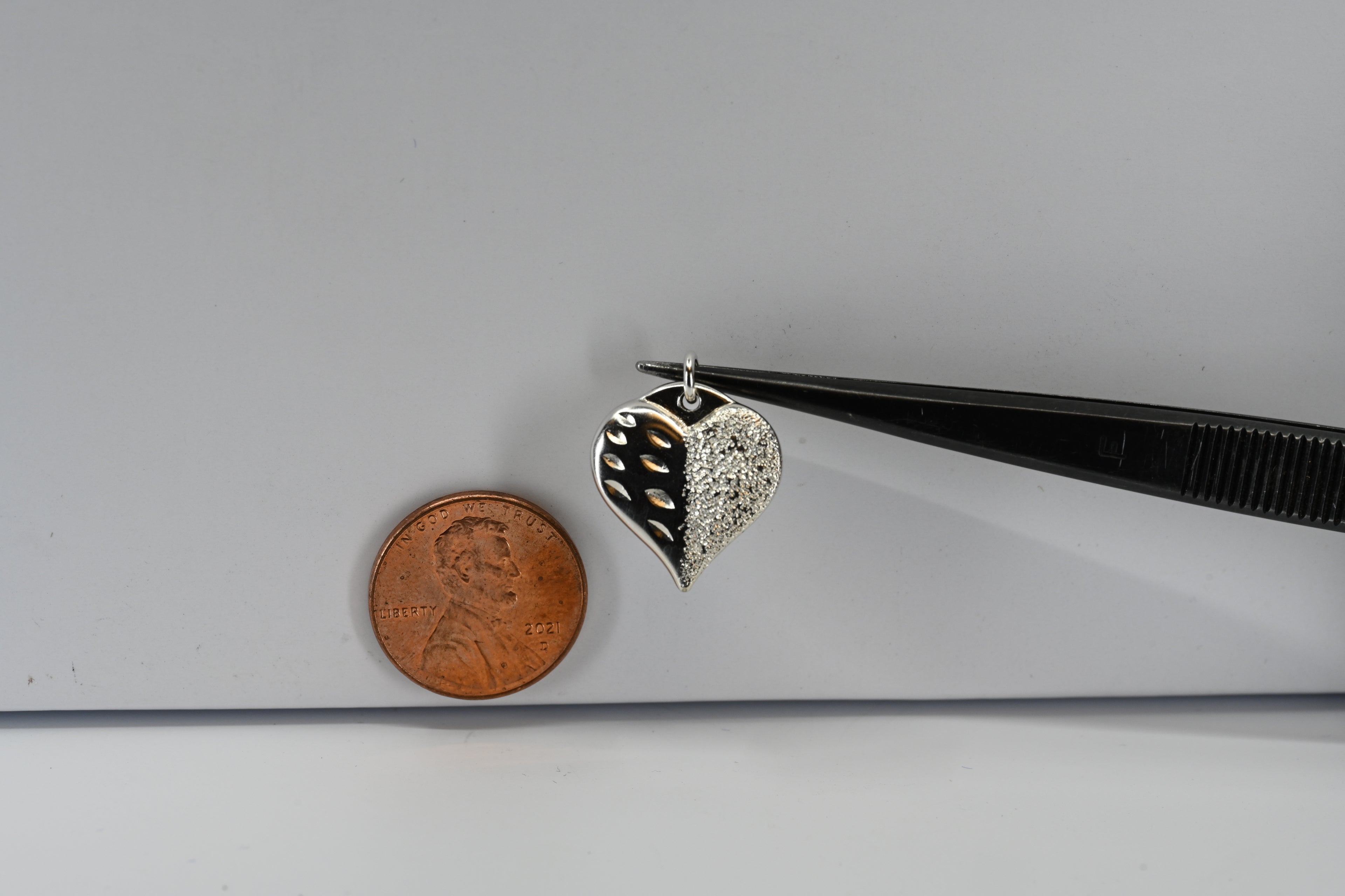 Sterling Silver Textured Heart Charm