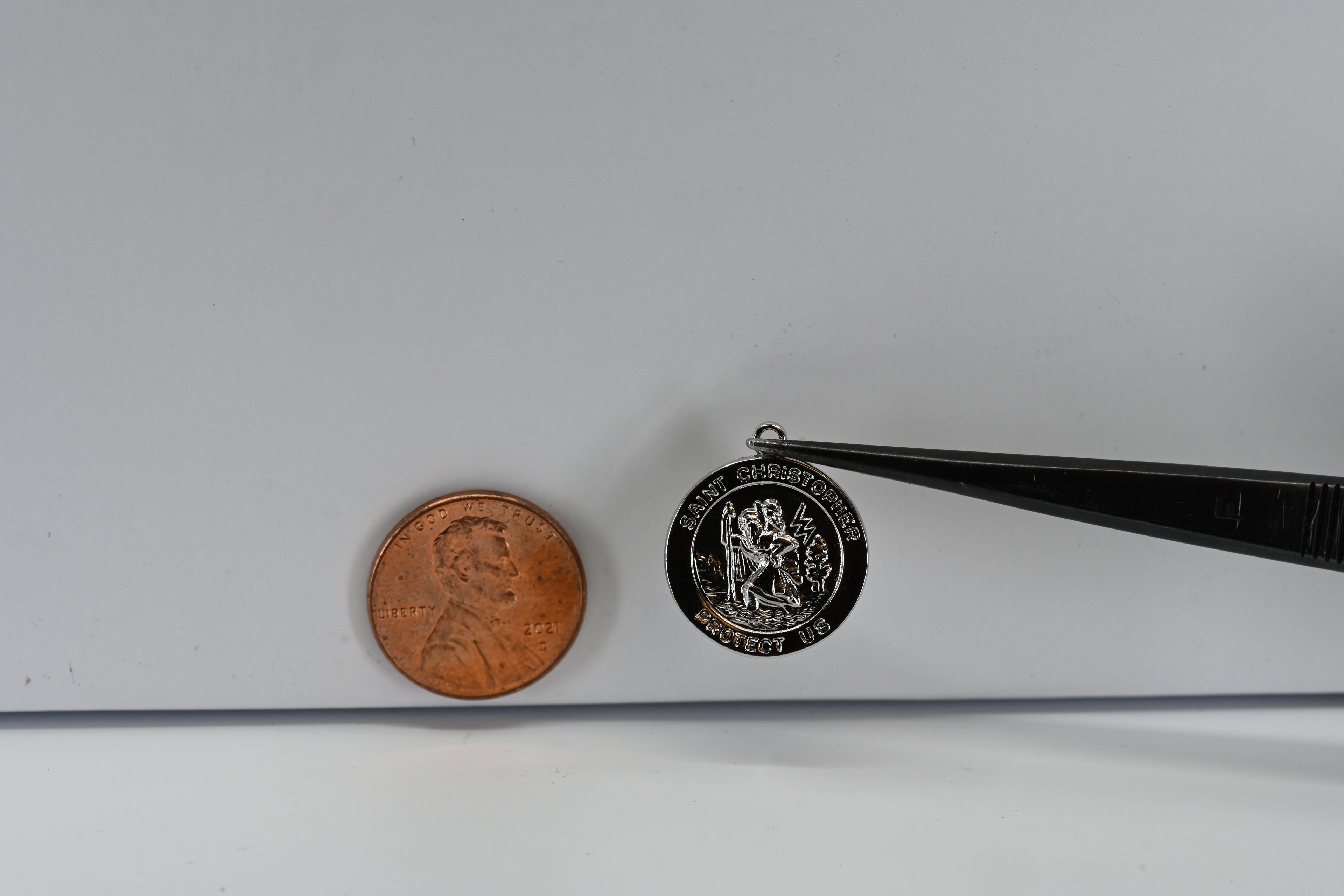 Sterling Silver Round Saint Christopher Charm