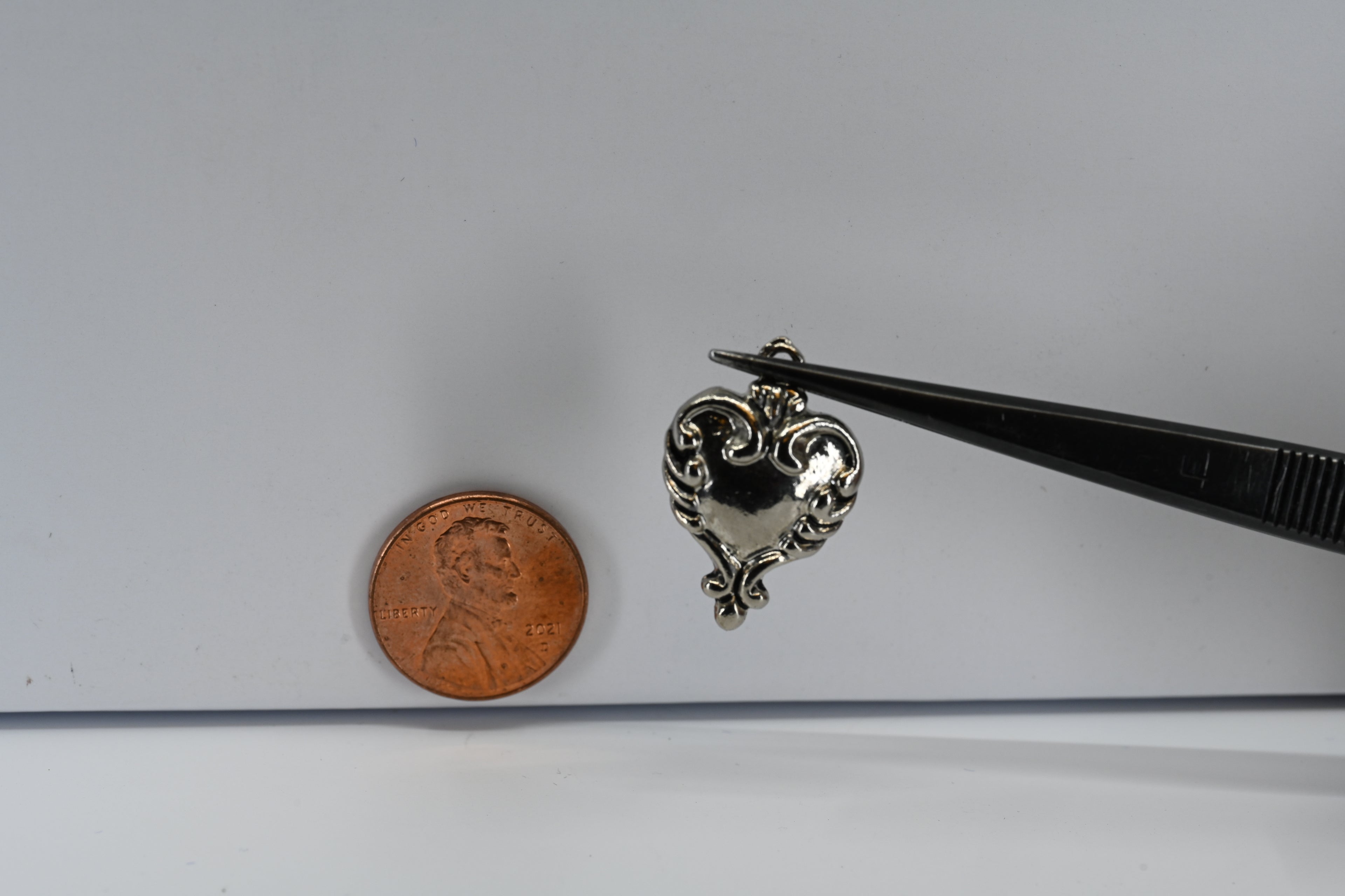 Sterling Silver Floral Heart Charm