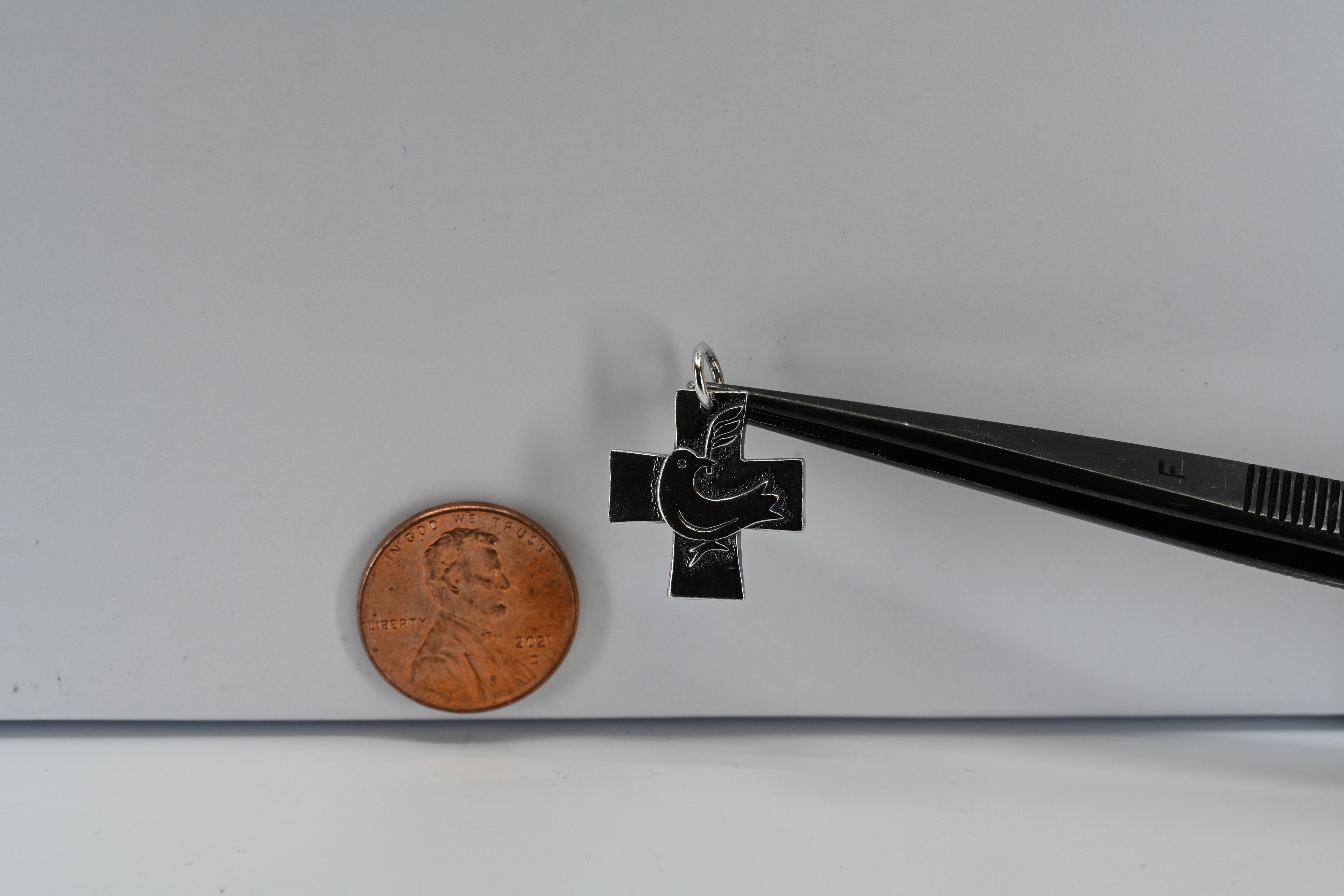 Sterling Silver Cross And Dove Charm