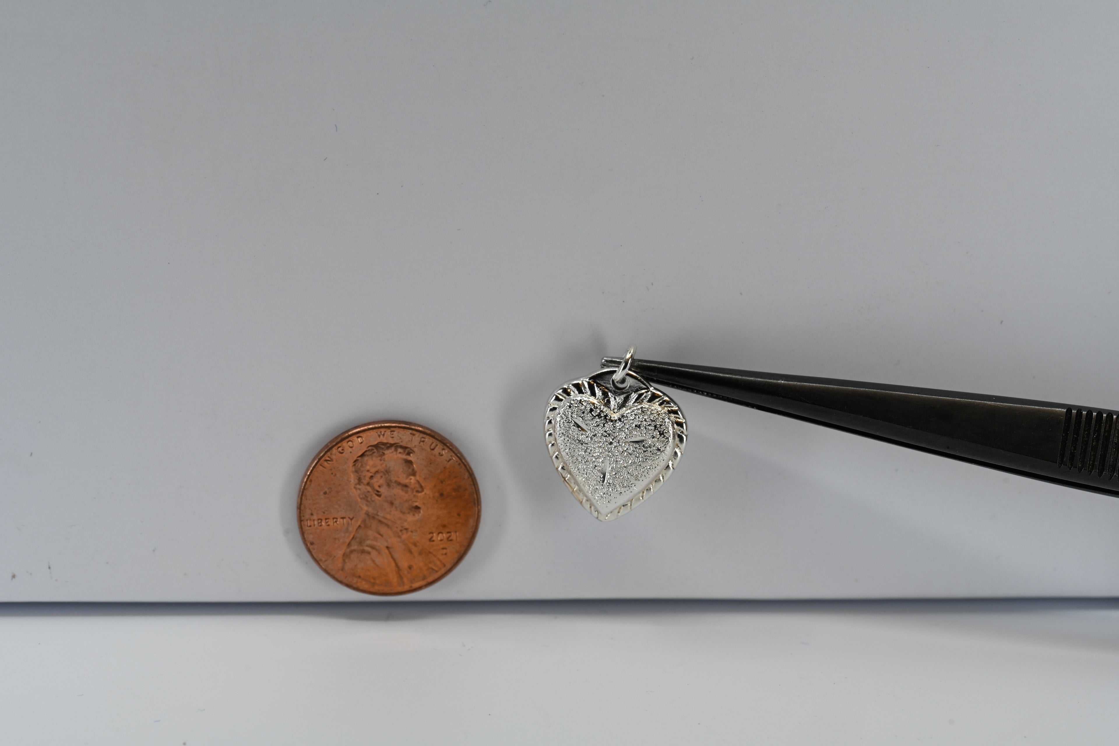 Sterling Silver Textured Heart Charm