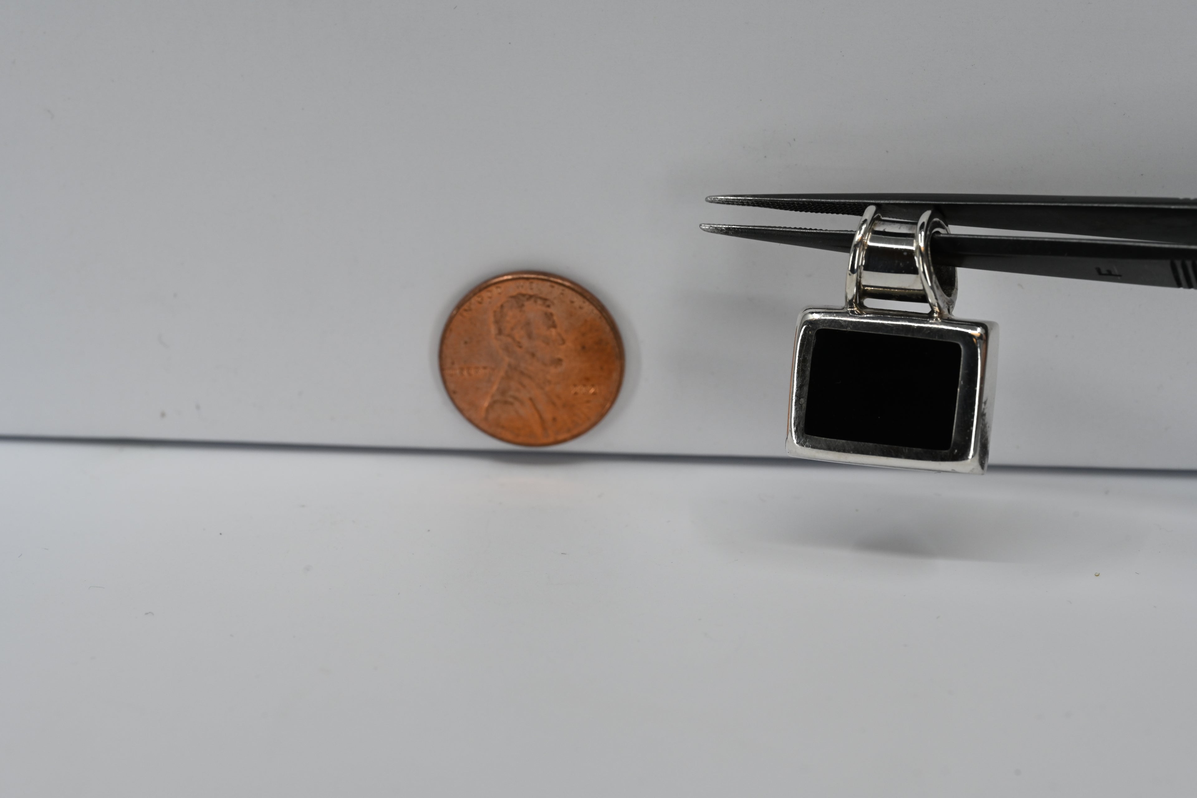 Sterling Silver Square Black Stone Pendant