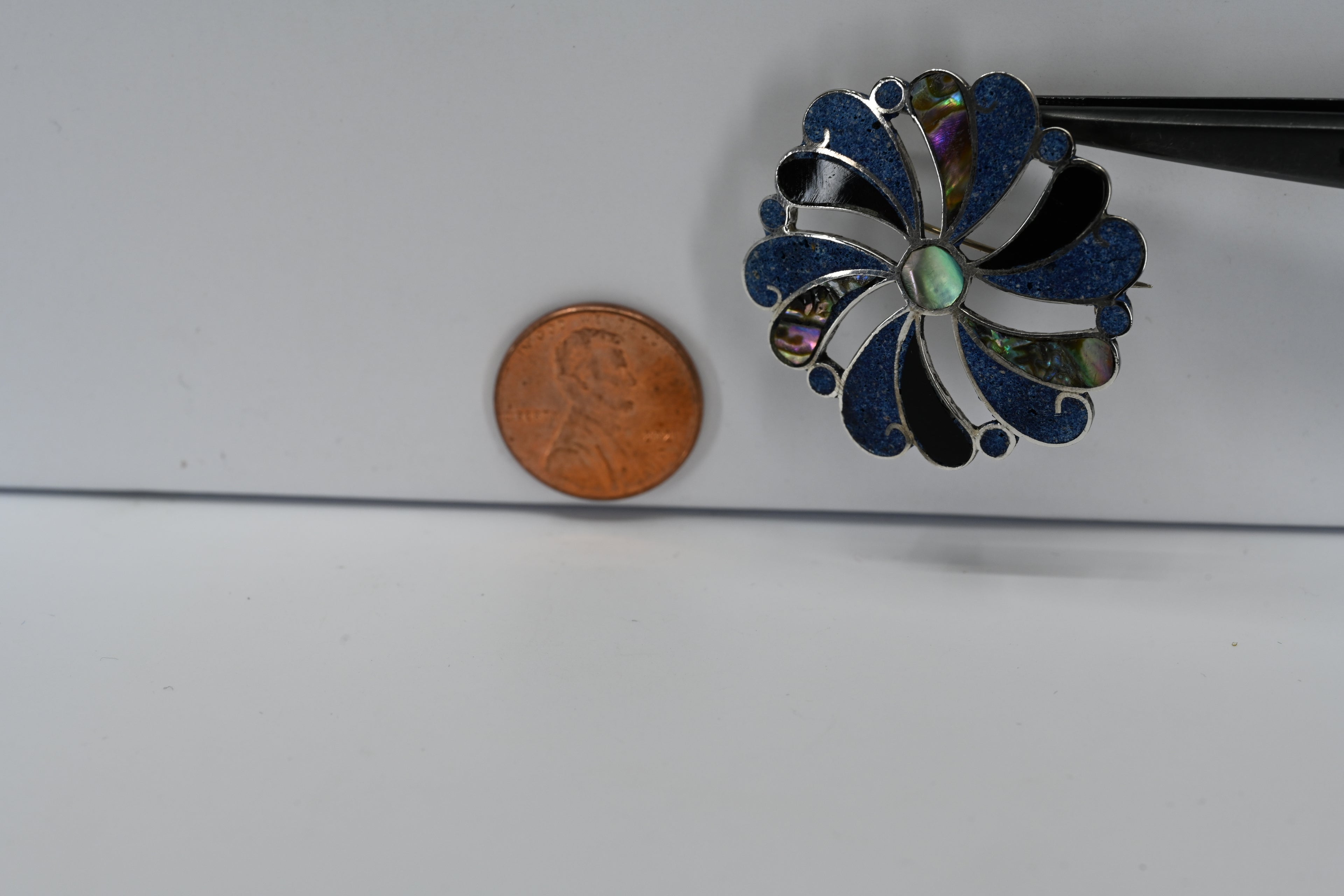 Sterling Silver Colored Stone Floral Pendant
