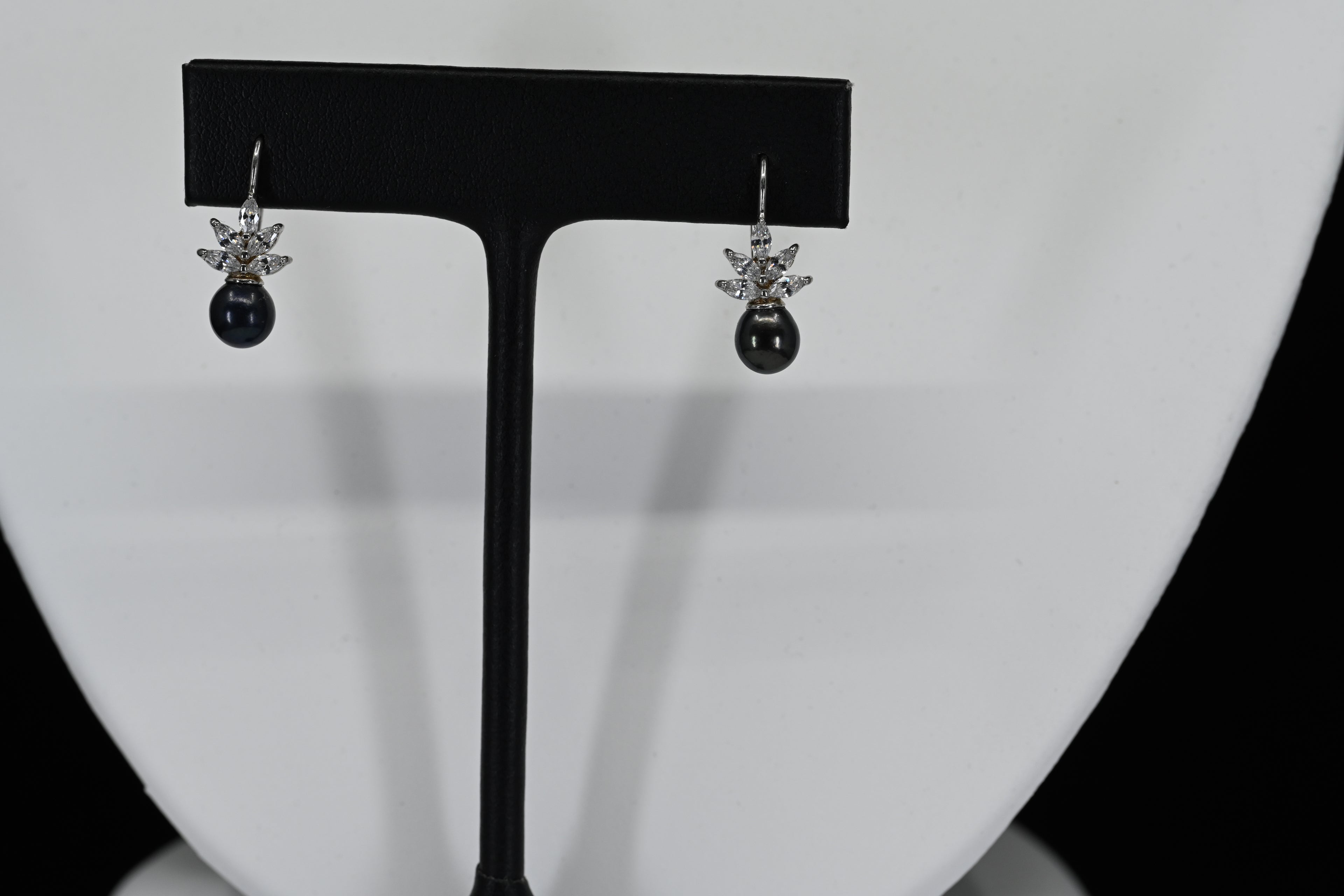 Sterling Silver Black Stone Dangle Earrings