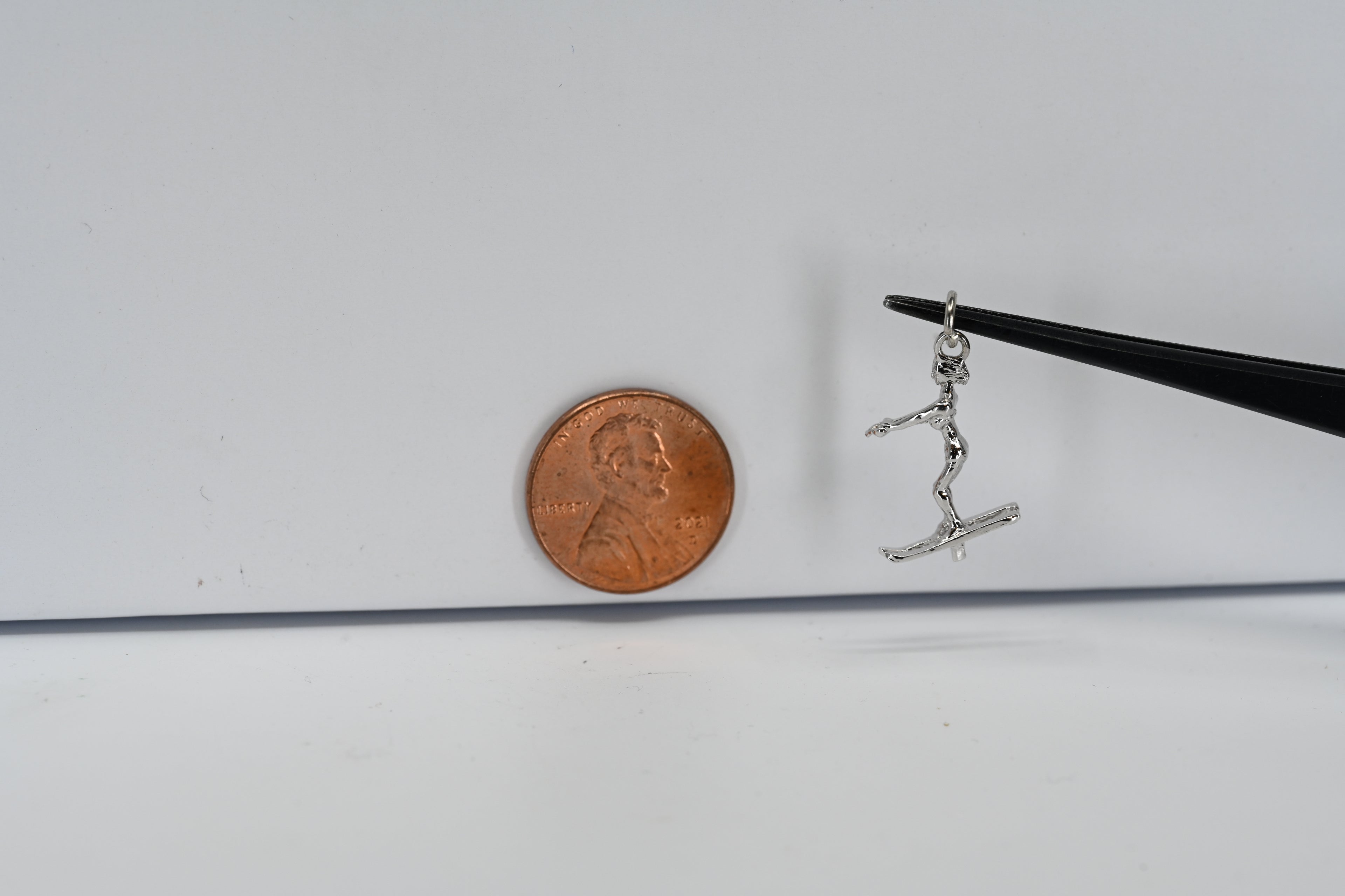 Sterling Silver Skiing Lady Charm