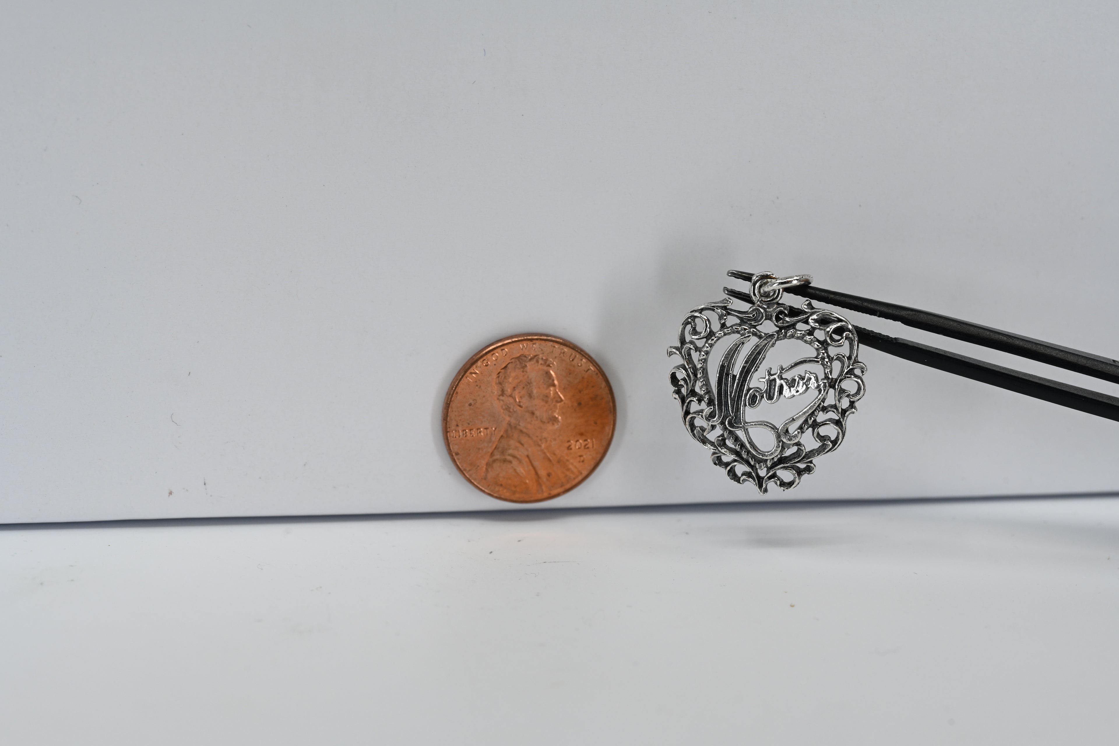 Sterling Silver Heart Mother Charm