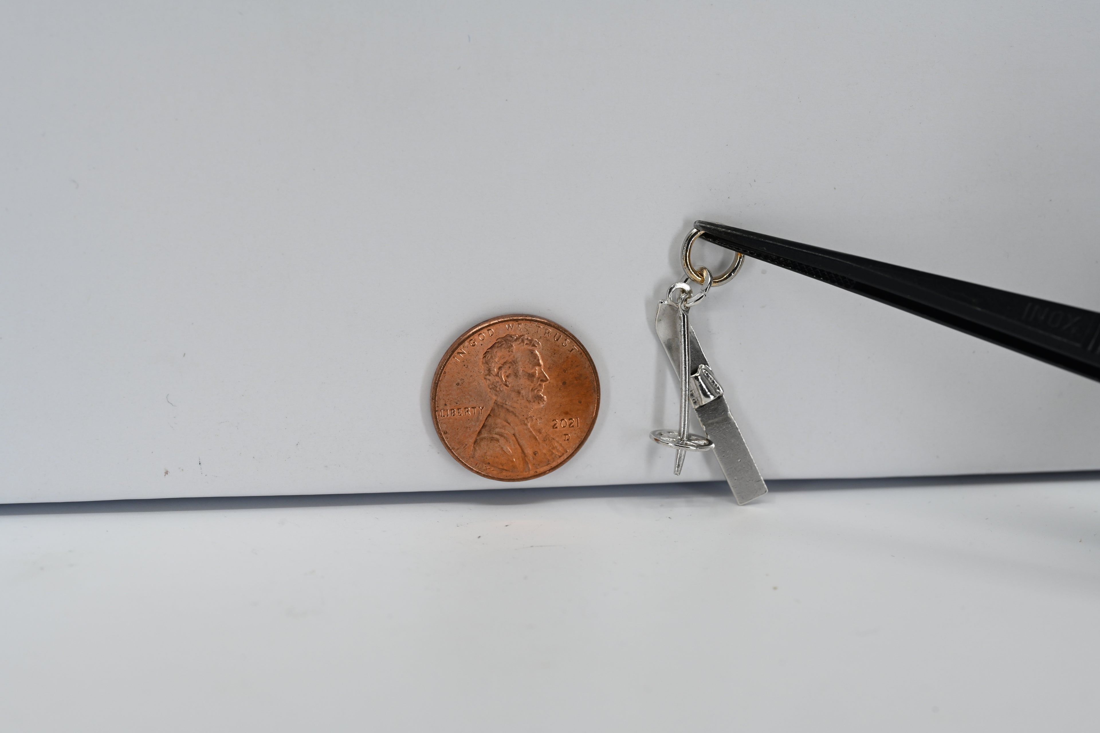 Sterling Silver Skiing Equipment Charm