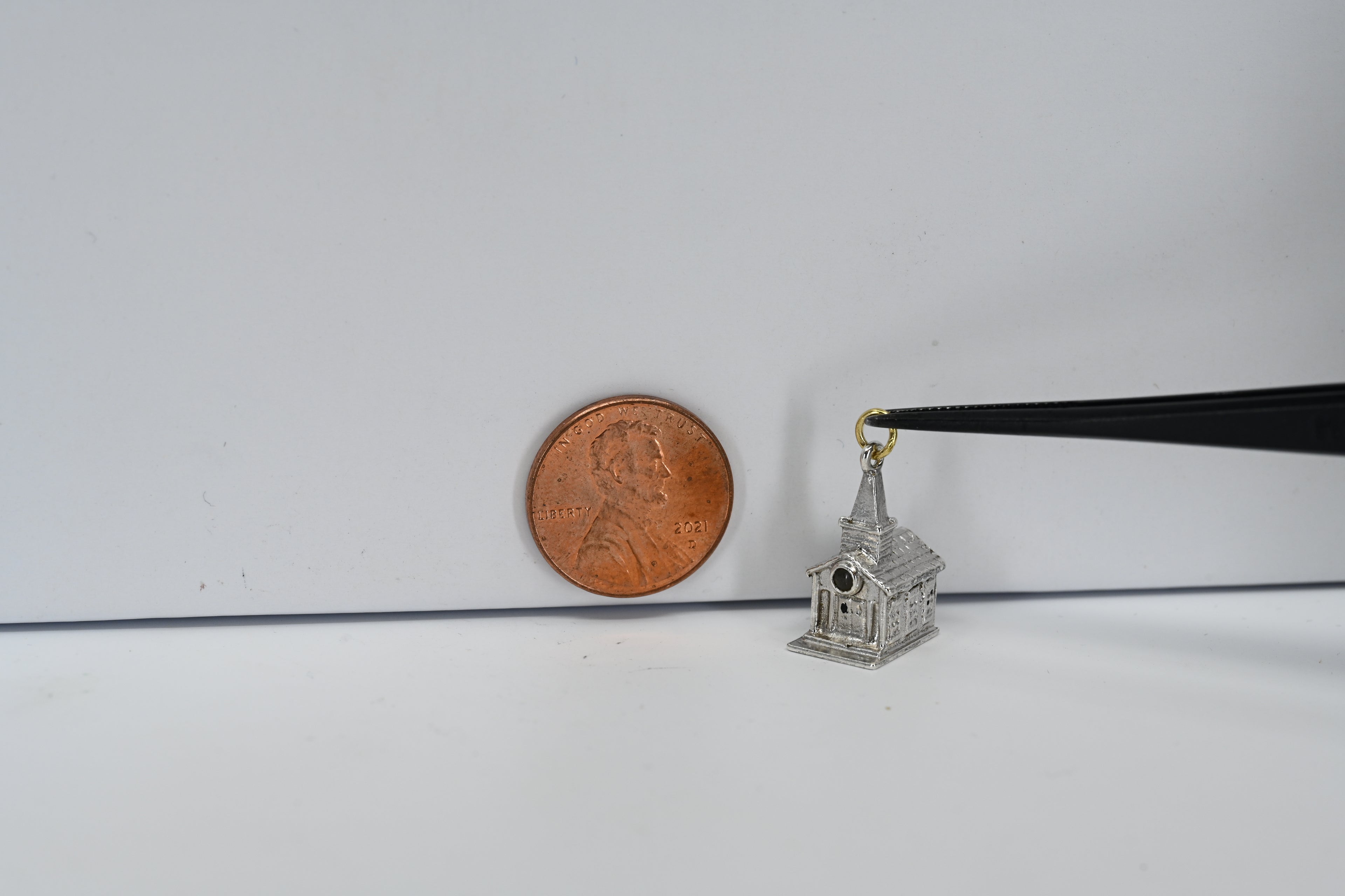 Sterling Silver Church With The Lords Prayer Charm
