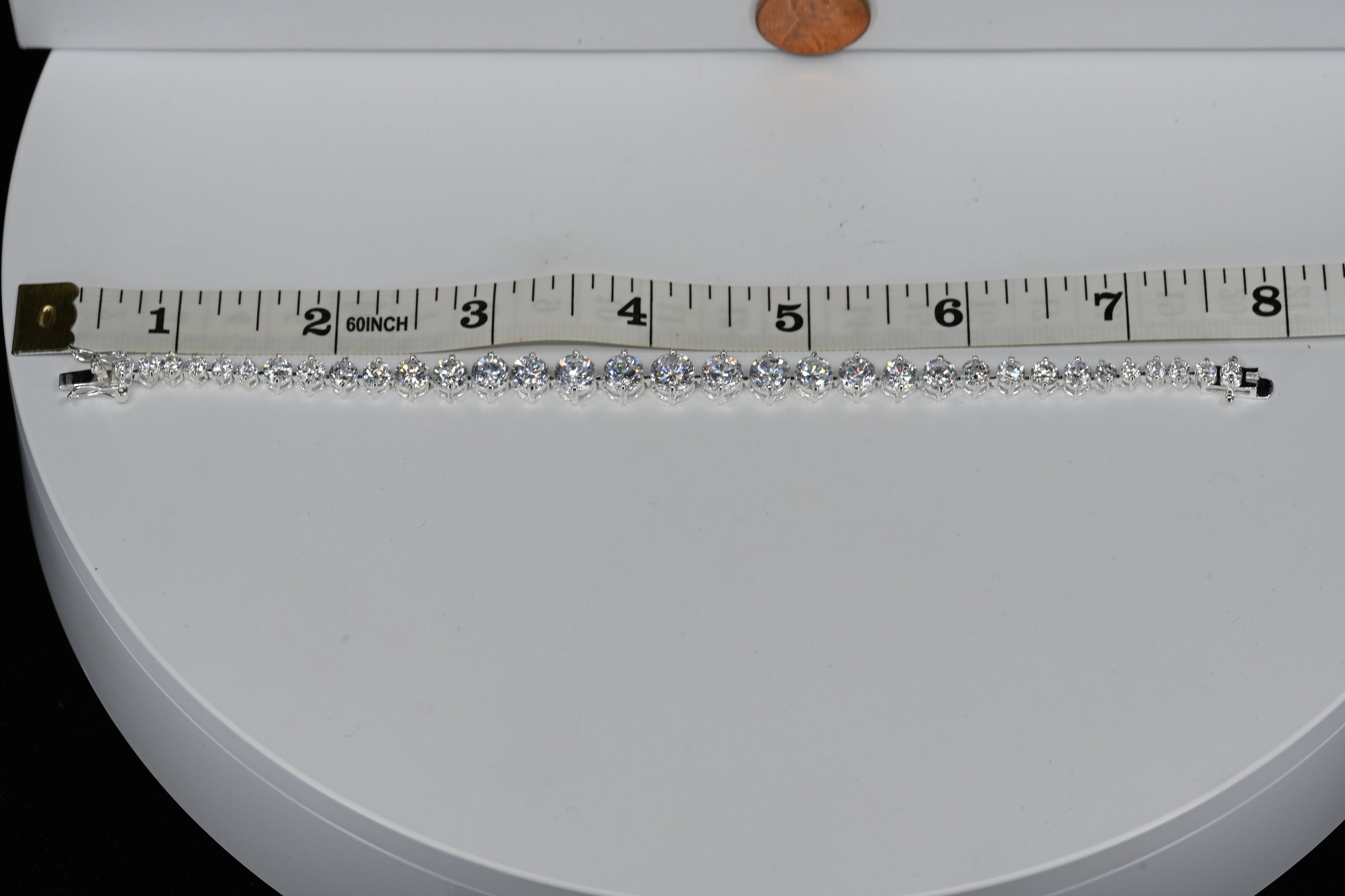 Sterling Silver Colorless Cubic Zirconia Stone Graduated Bracelet