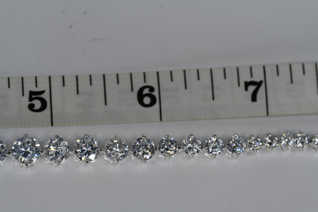 Sterling Silver Colorless Cubic Zirconia Stone Graduated Bracelet