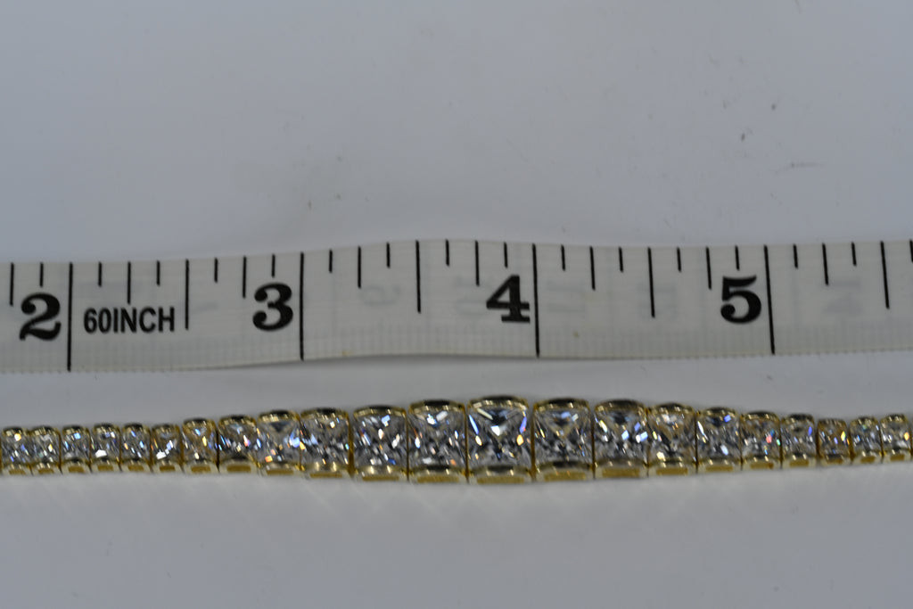 Sterling silver yellow colored Colorless Cubic Zirconia Graduated Bracelet