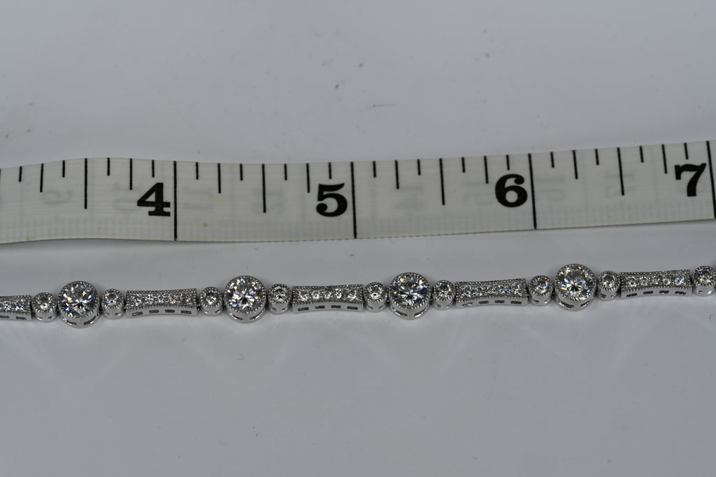 Sterling Silver colorless Cubic Zirconia Box Clasp Bracelet
