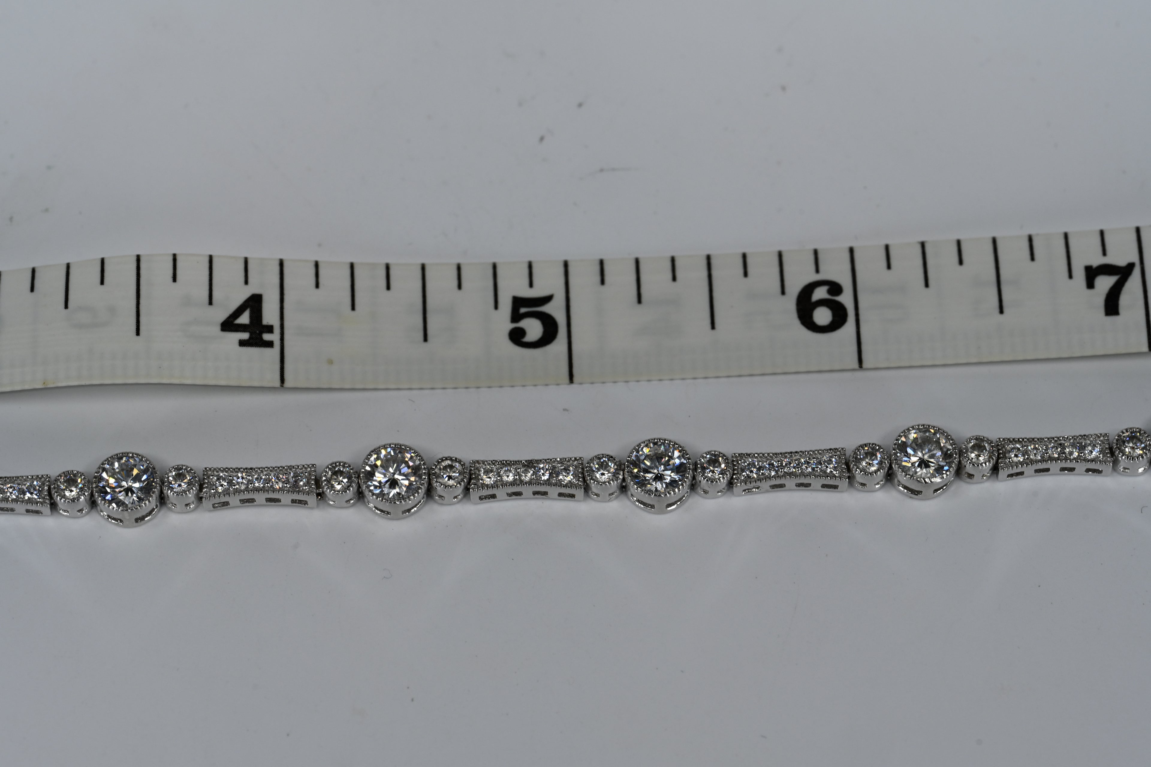 Sterling Silver colorless Cubic Zirconia Box Clasp Bracelet