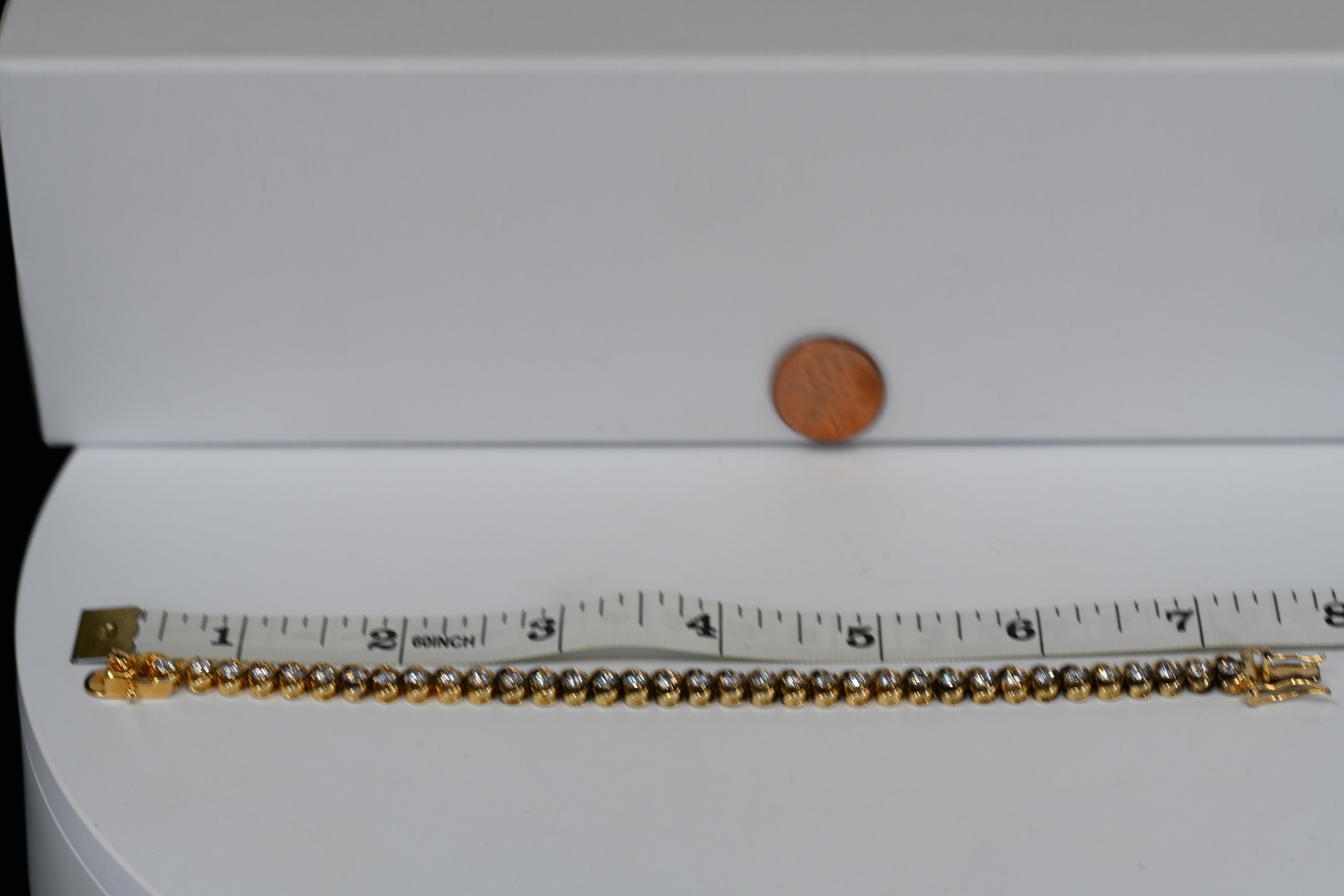 Sterling Silver Yellow Color Colorless Cubic Zirconia Box Clasp Bracelet