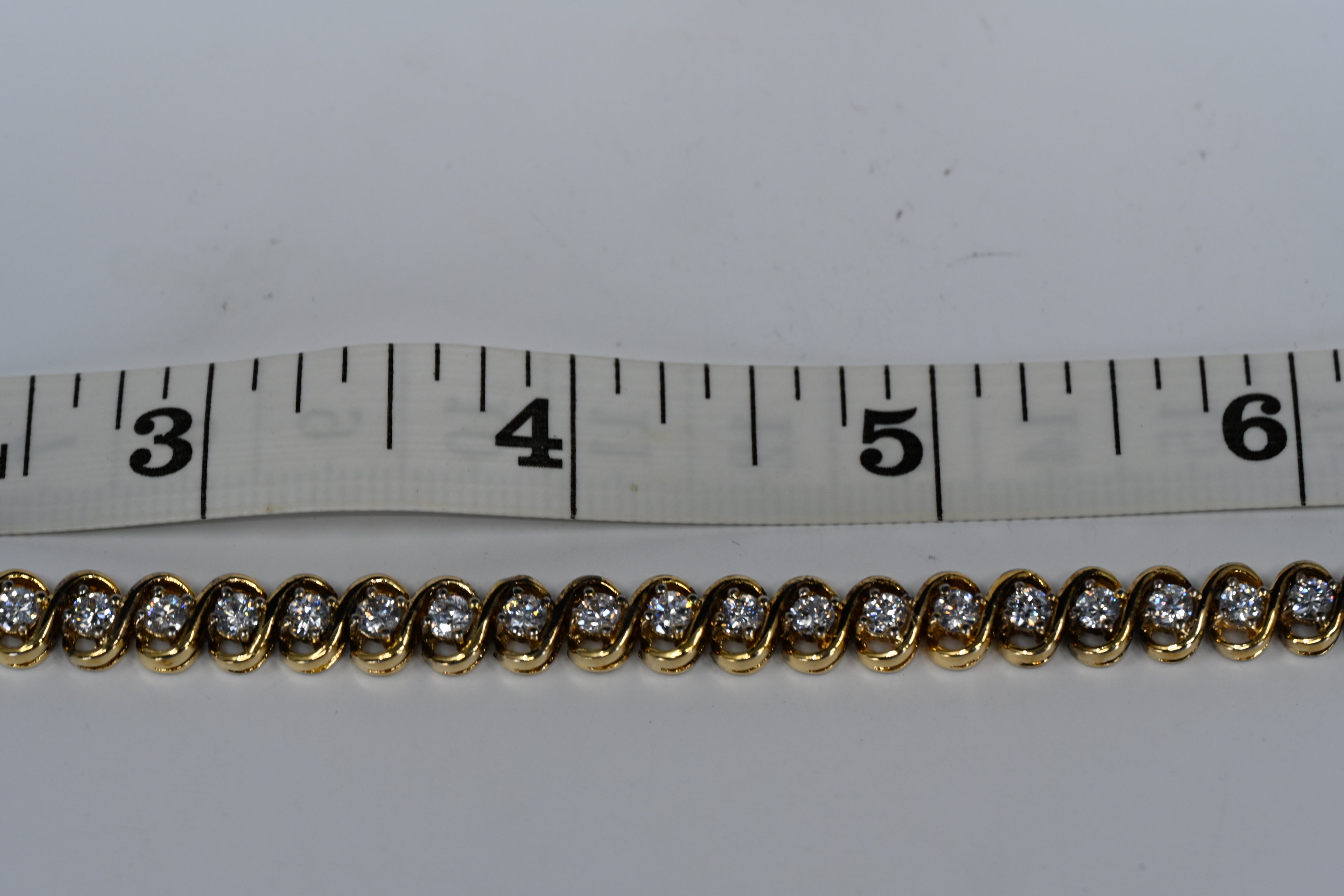 Sterling Silver Yellow Color Colorless Cubic Zirconia Box Clasp Bracelet