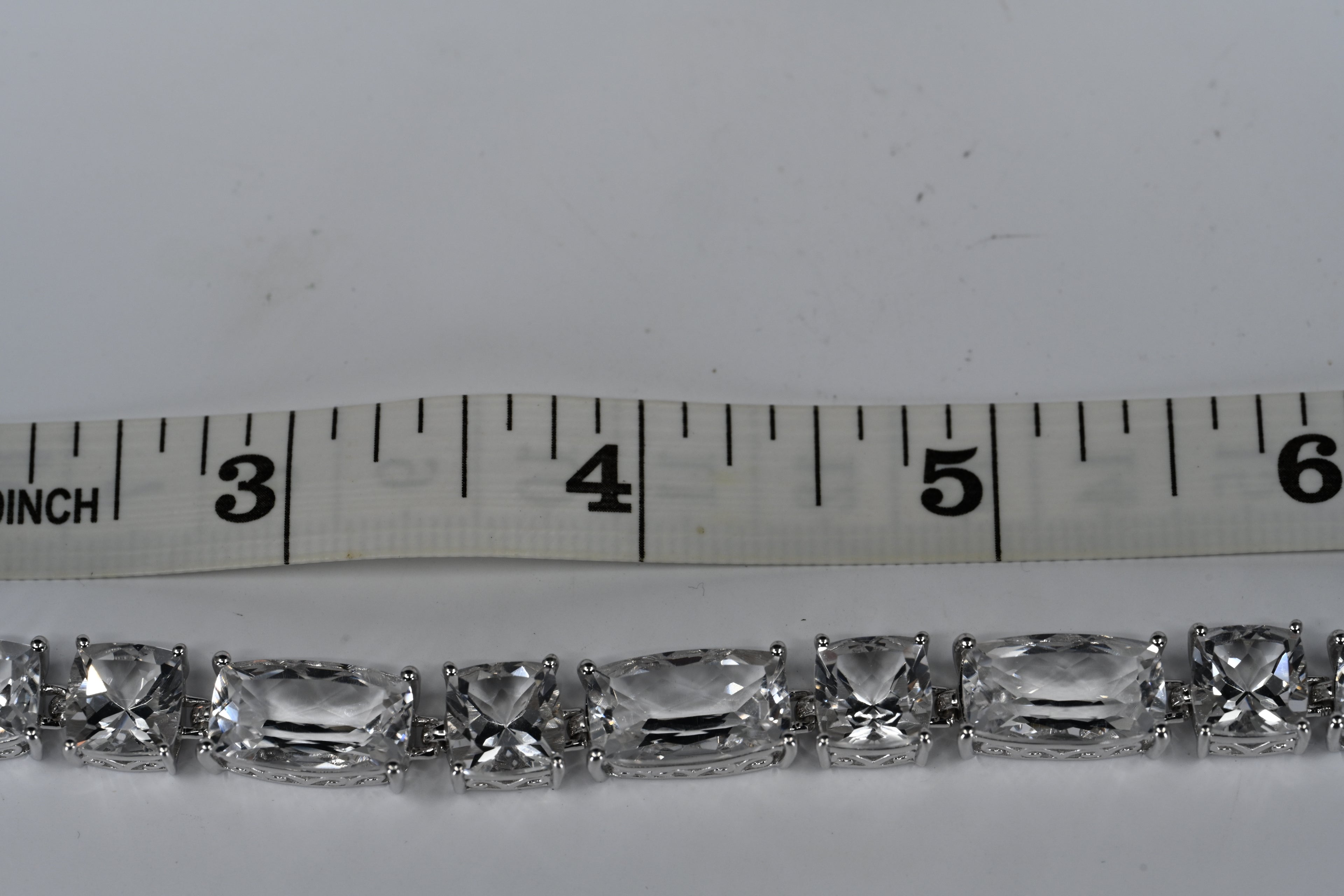 Sterling Silver Colorless Cubic Zirconia Box Clasp Bracelet