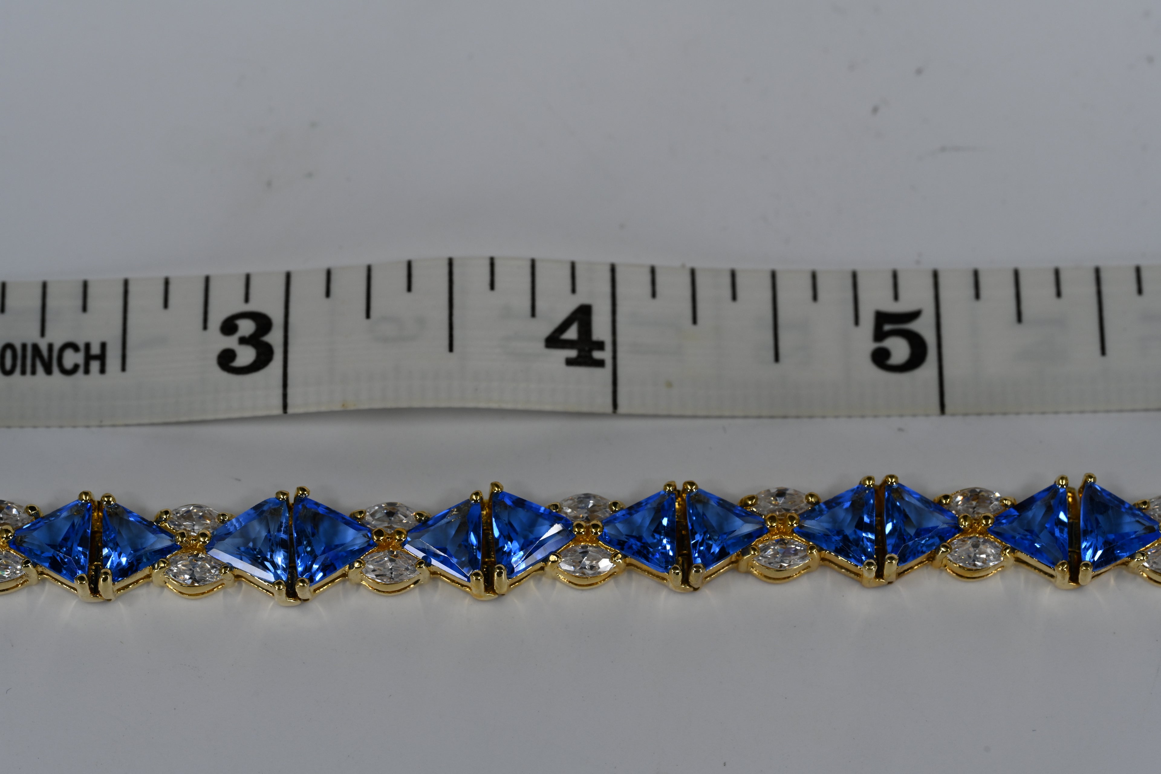 Sterling Silver Yellow Blue Cubic Zirconia Box Clasp Bracelet