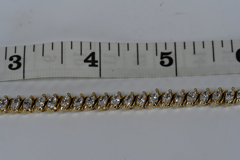 Sterling Silver Colorless Cubic Zirconia Box Clasp Bracelet