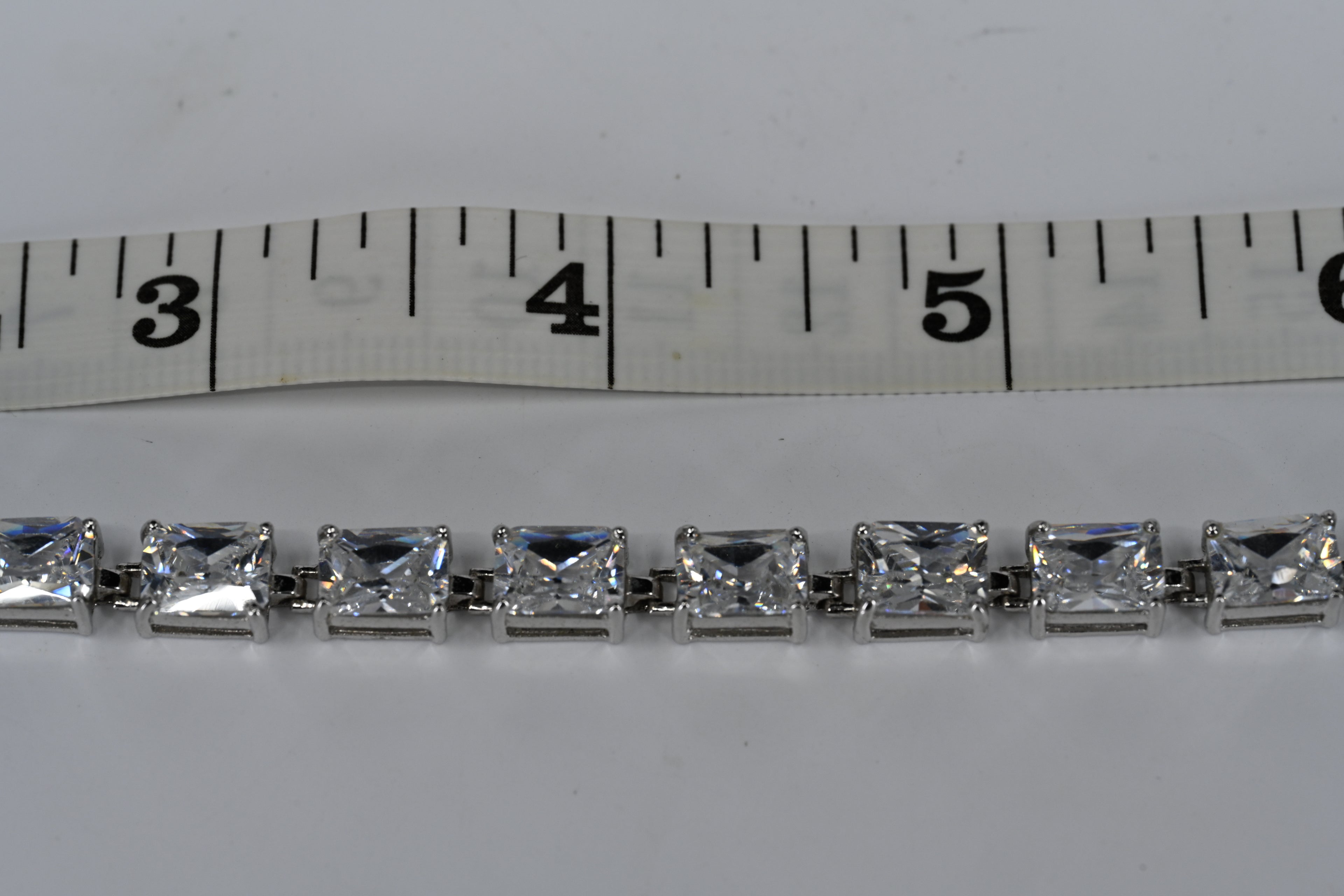 Sterling Silver Colorless Cubic Zirconia Box Clasp Bracelet