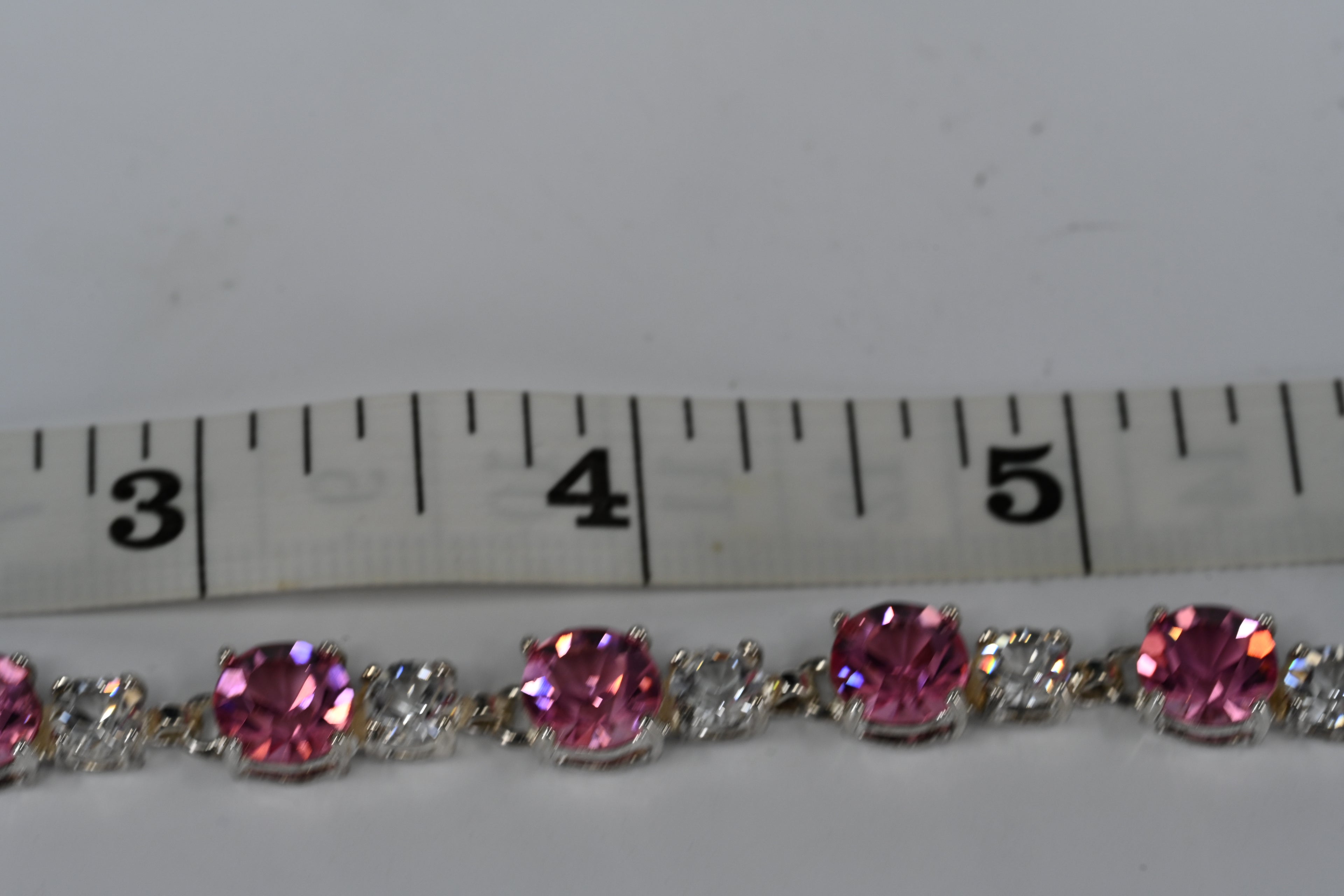 Sterling Silver Pink Cubic Zirconia Box Clasp Bracelet