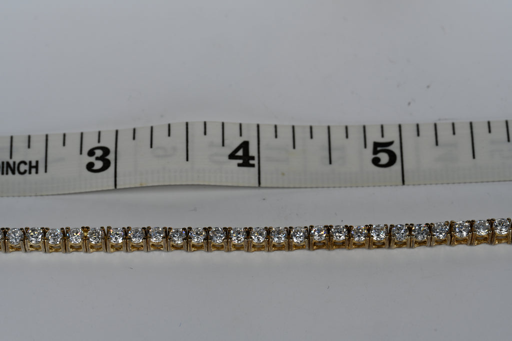Sterling Silver Yellow Colorless Cubic Zirconia Box Clasp Tennis Bracelet