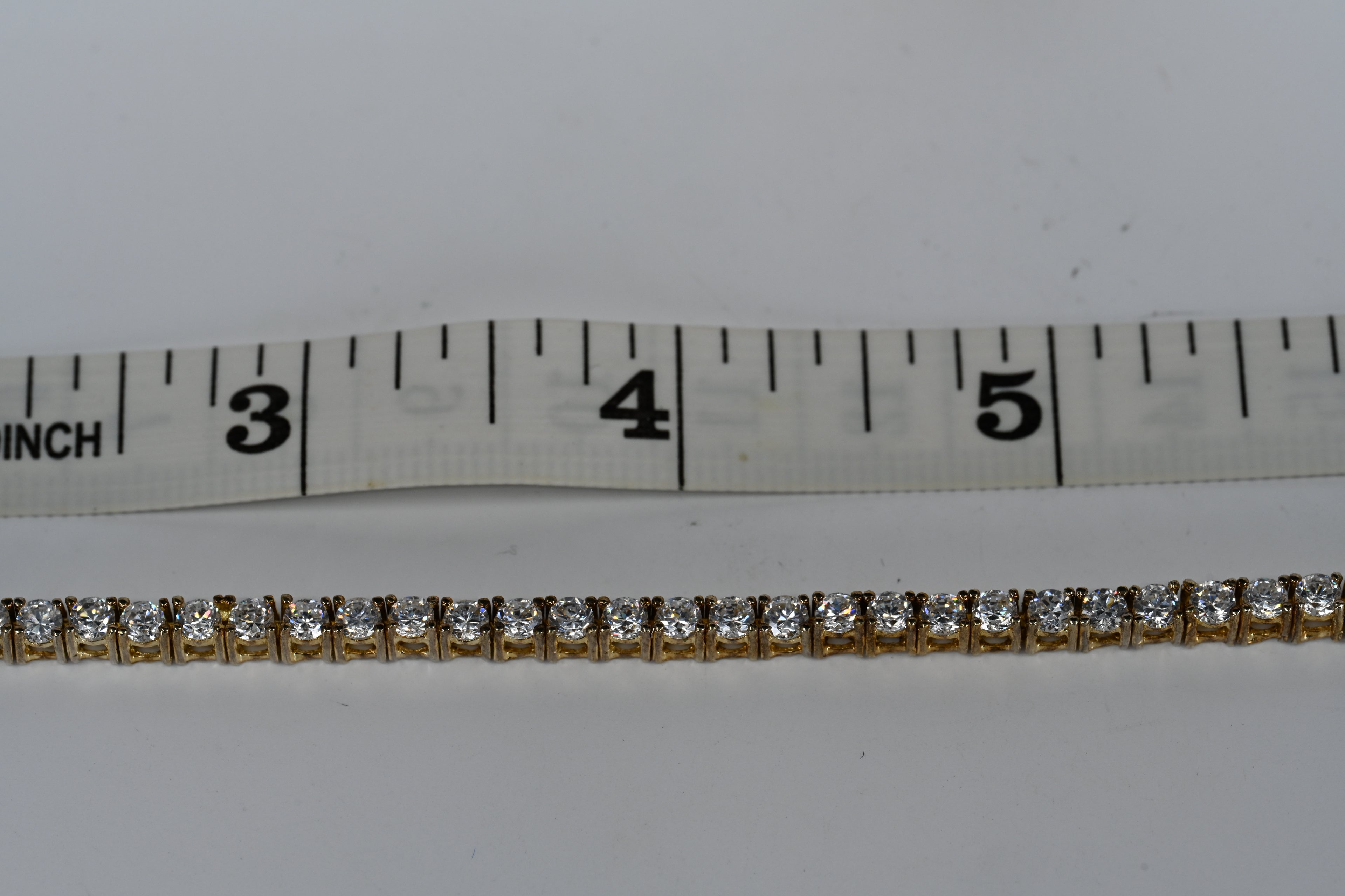 Sterling Silver Yellow Colorless Cubic Zirconia Box Clasp Tennis Bracelet